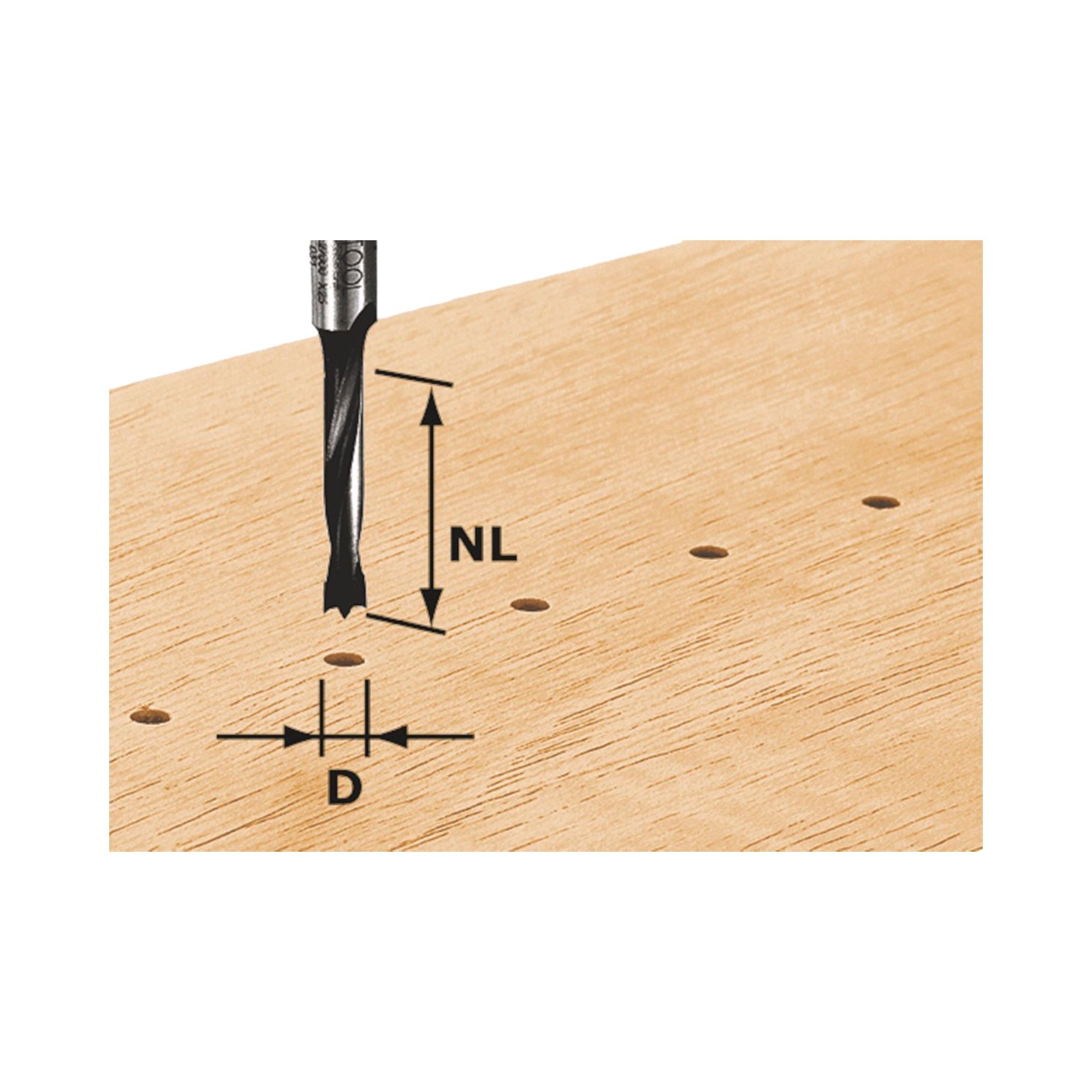 FESTOOL Mehrzweckbohrer HW D3/16 Dübelbohrer 3 x 16 x 55 x 8 mm (491065) für Oberfräse OF