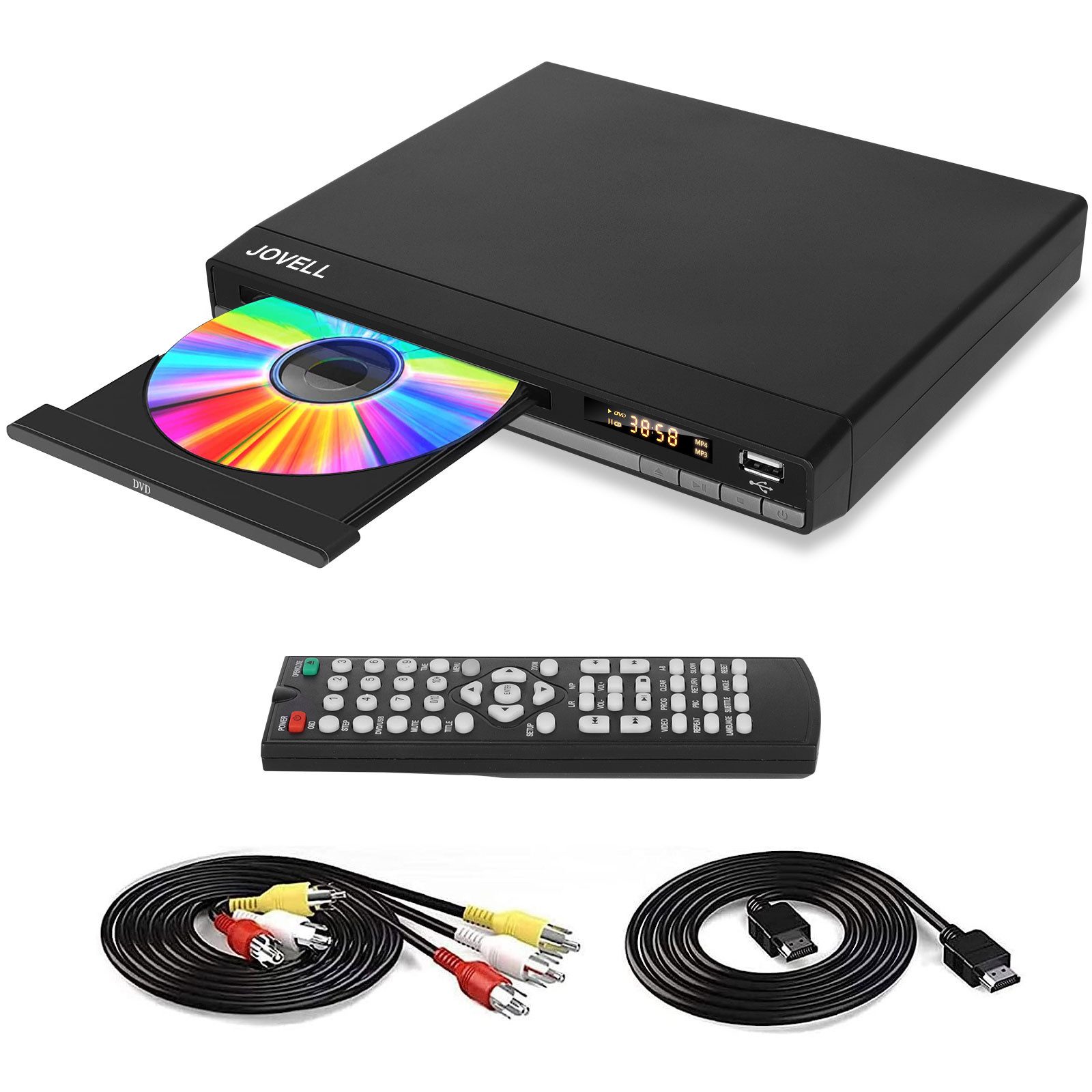 ele eleoption DVD-Player 1080P HD mit HDMI, USB, AV-Ausgang, regionenfrei DVD-Player