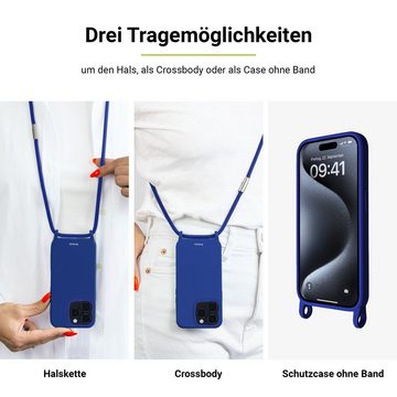 Artwizz Handykette HangOn Case Silicone +CHARGE Handykette mit Ladefunktion, Blau, iPhone 15 Pro