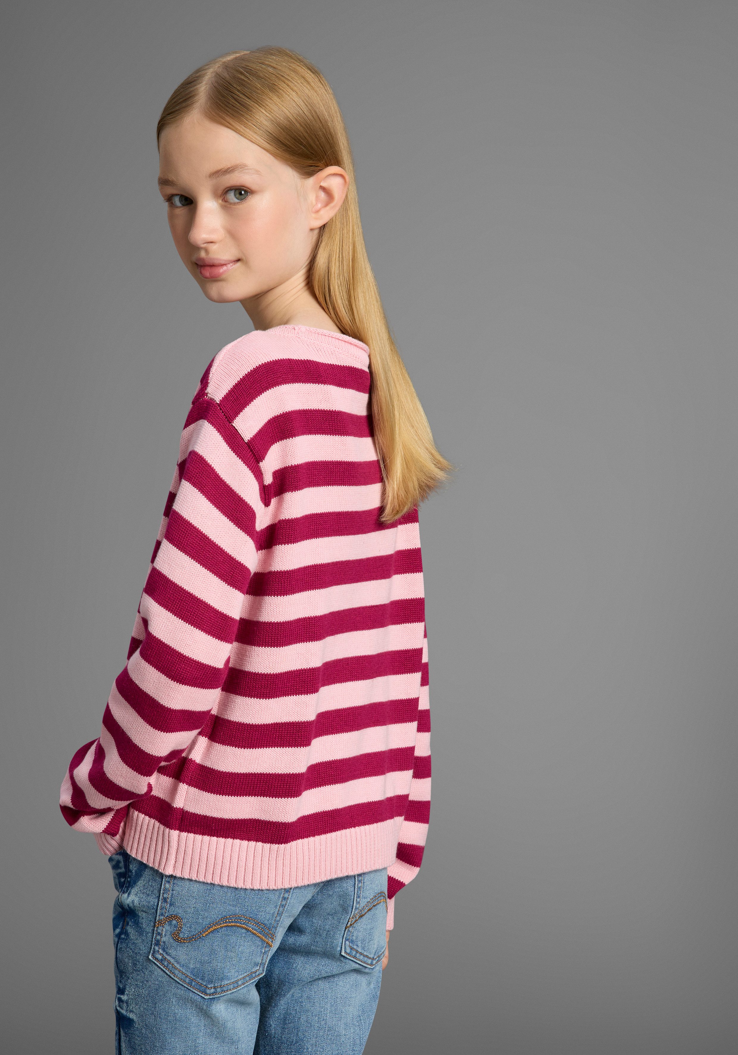 KIDSWORLD Strickpullover Ringelpullover Ringelpullover mit Rollsaum