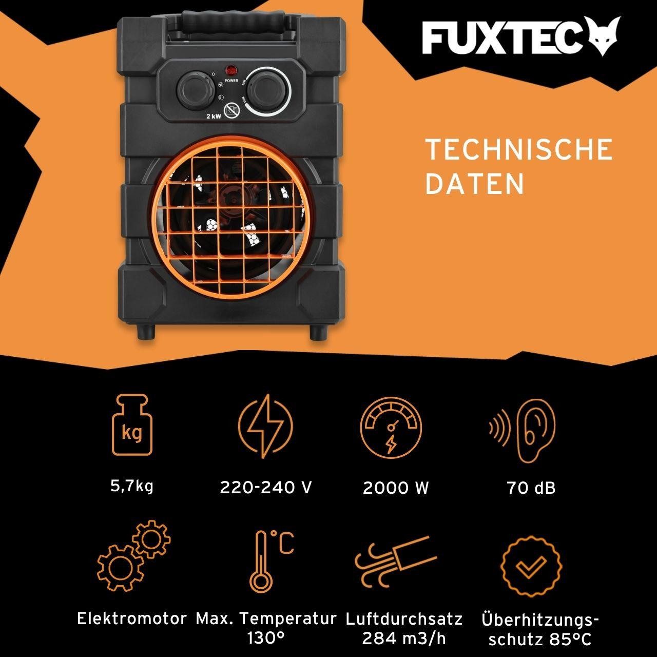 FUXTEC Heizgerät FX-EH2, 2000W Heizleistung, Thermostatregelung, Überhitzungsschutz IP24