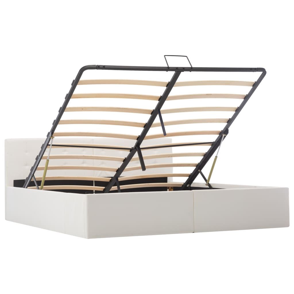 vidaXL Stauraumbett, Bett Hydraulisch Weiß Kunstleder 160×200cm günstig online kaufen