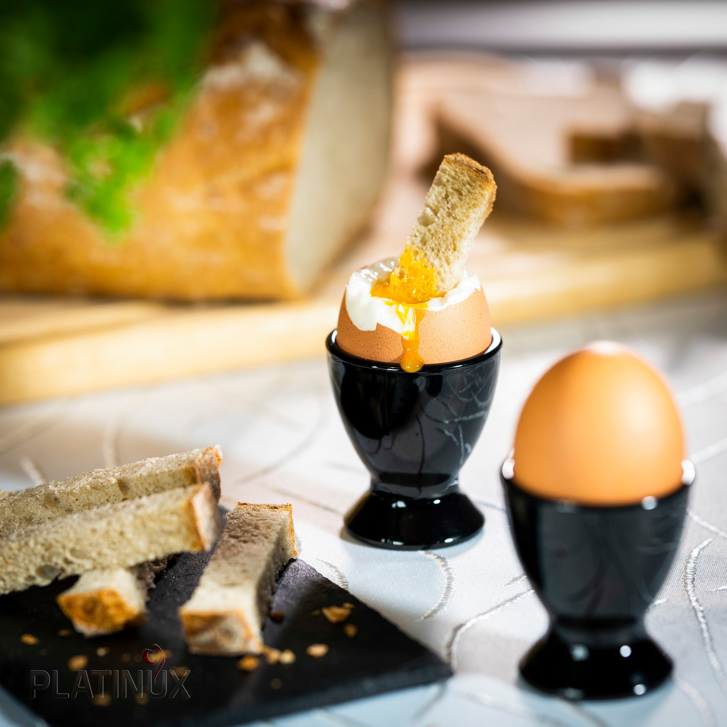 Stück), Likörgläser Eierhalter Eierbecher, (6 Frühstück Eierständer Schwarze Brunch Eierbecher Egg-Cup PLATINUX