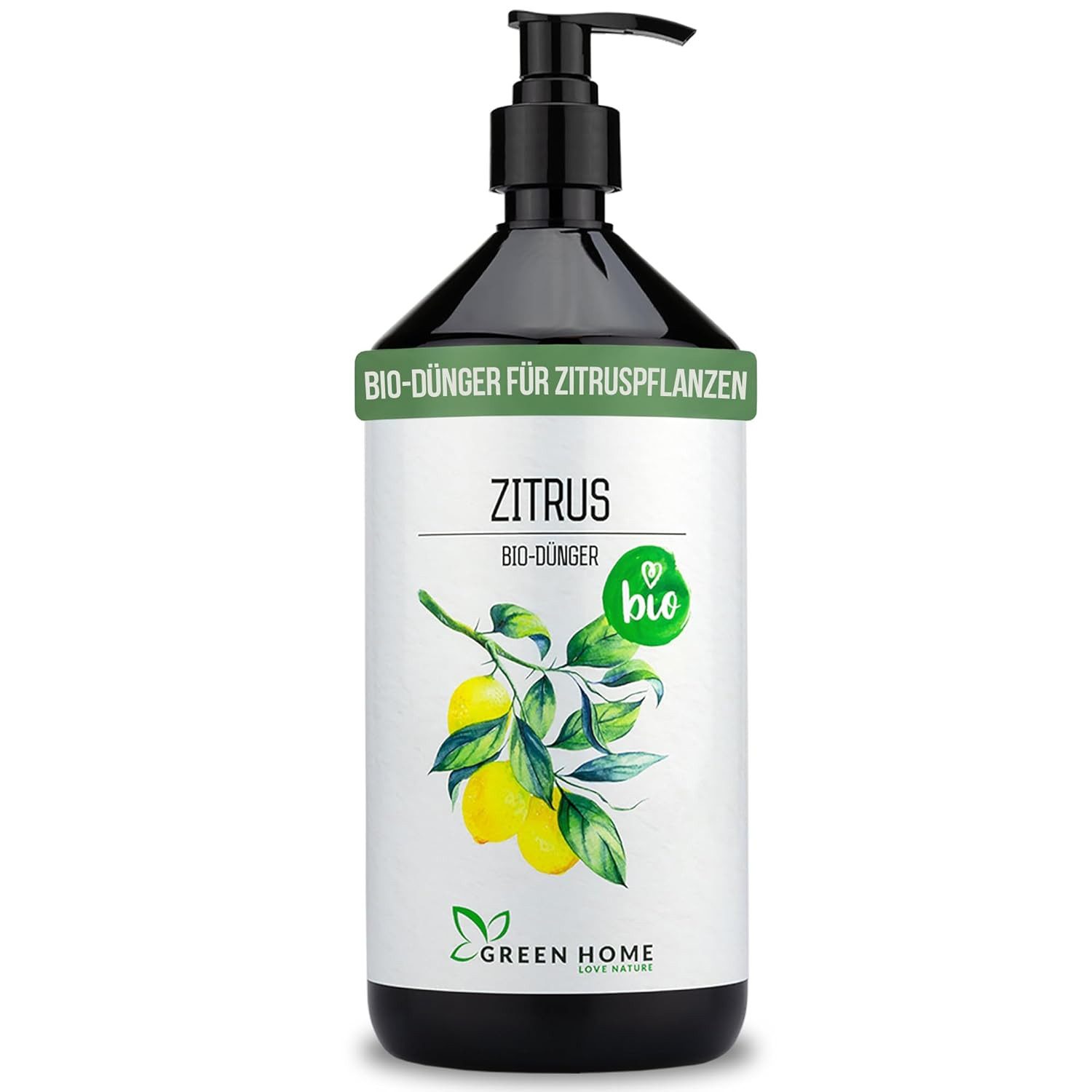 GREEN HOME LOVE NATURE Obstdünger Bio-Dünger flüssig NPK 3+2+6 für Zitrus & Zitronenbäume, Zitrus, 100 % bio, organisch-mineralisch, extra Kalium, Dosierpumpe