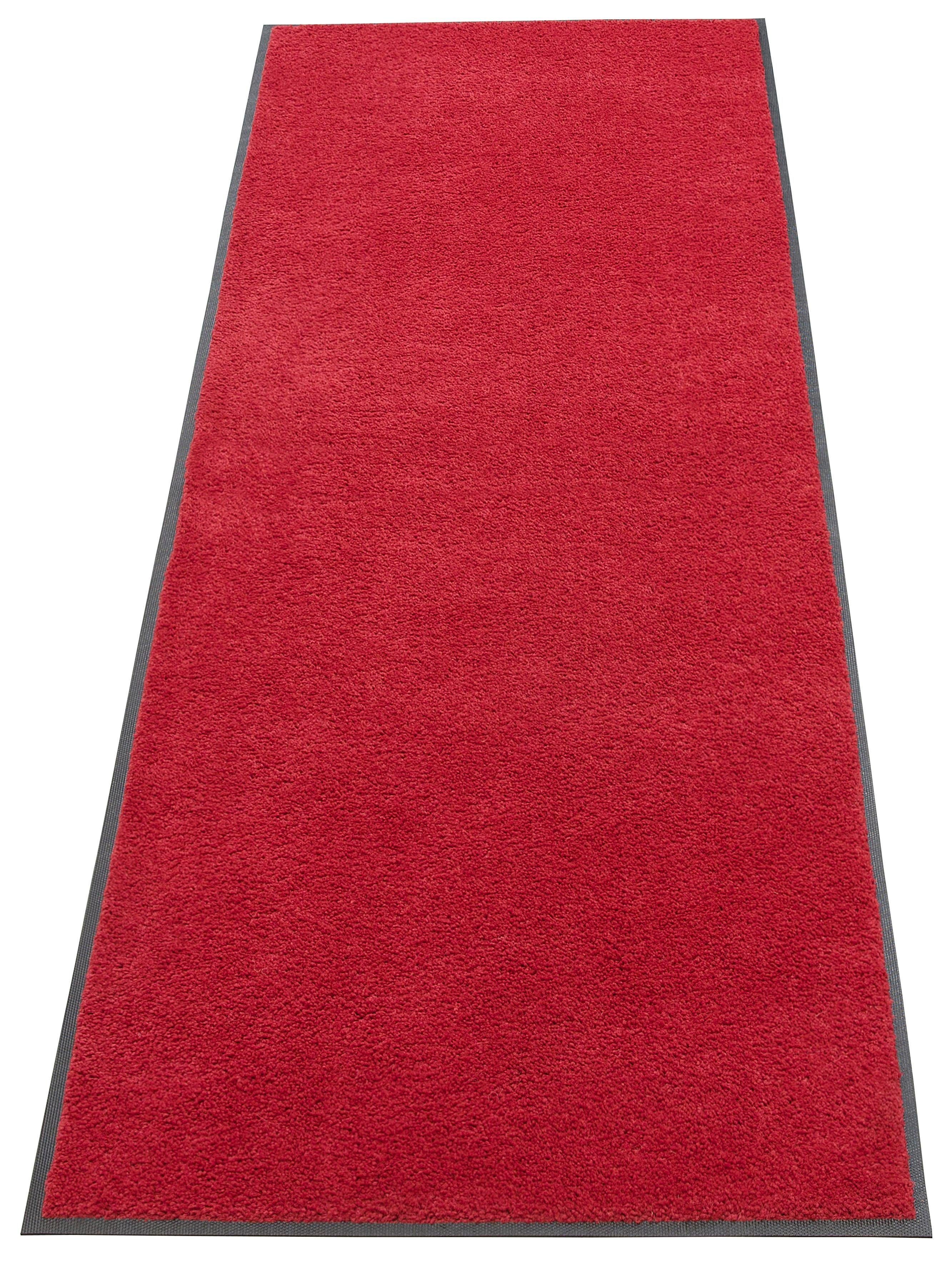 Läufer Lavea, andas, rechteckig, Höhe: 9 mm, Läufer, Teppichläufer, Brücke, Schmutzfangmatte, Uni-Farben, waschbar rot