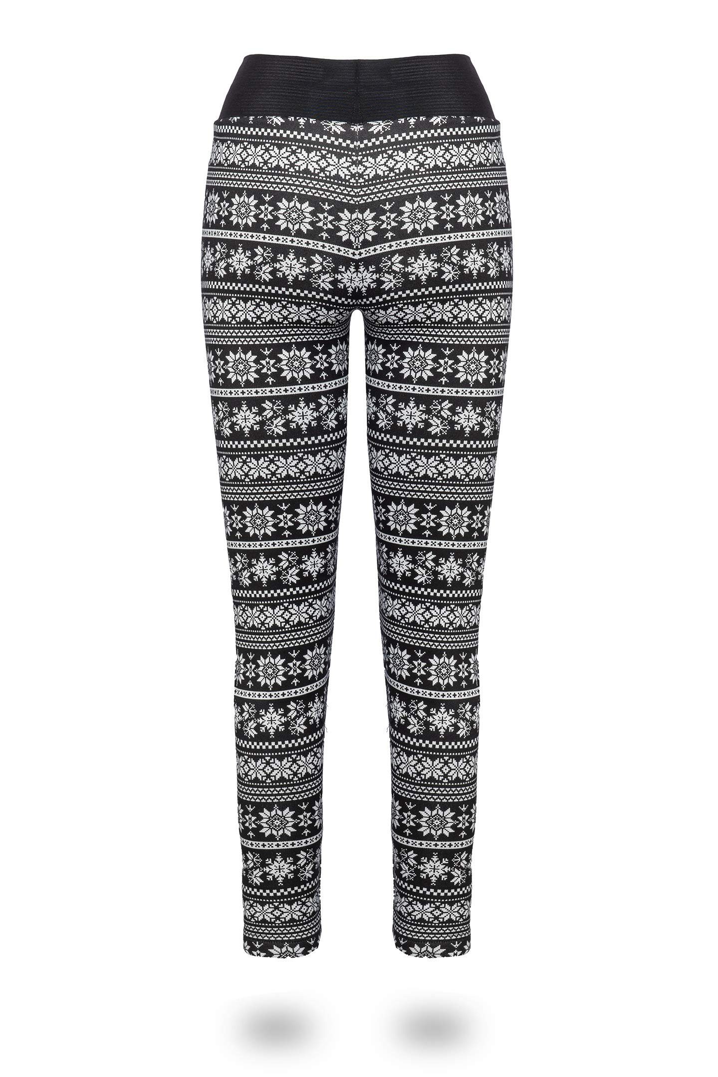 Weihnachten Thermoleggings Thermoleggings Flower warm gefüttert Collection High-Waist Winterhose Damen Innenfleece Kendindza Winter