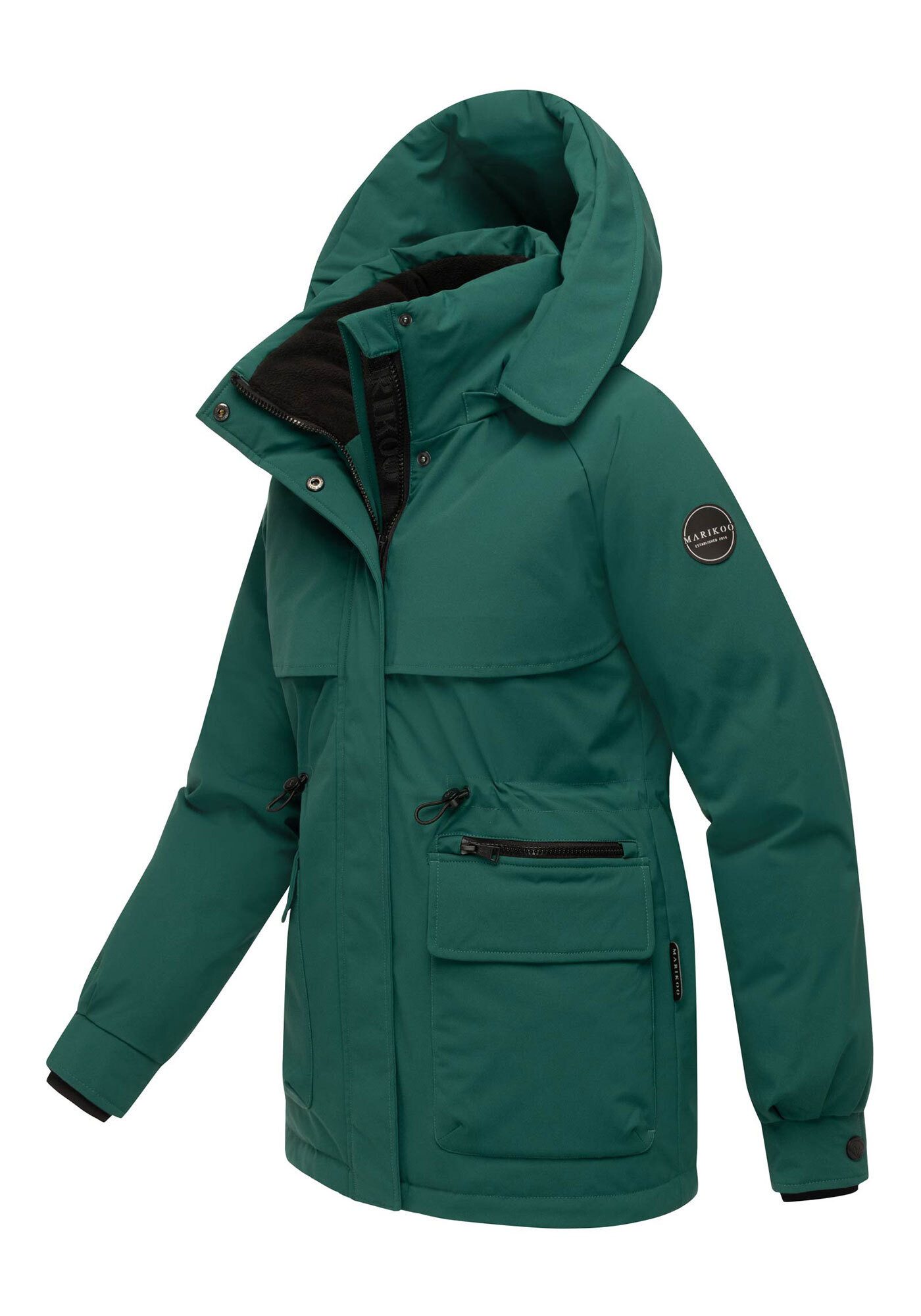 Marikoo Winterjacke Shigaraa mit abnehmbarer Kapuze und Gummizug an der Taille