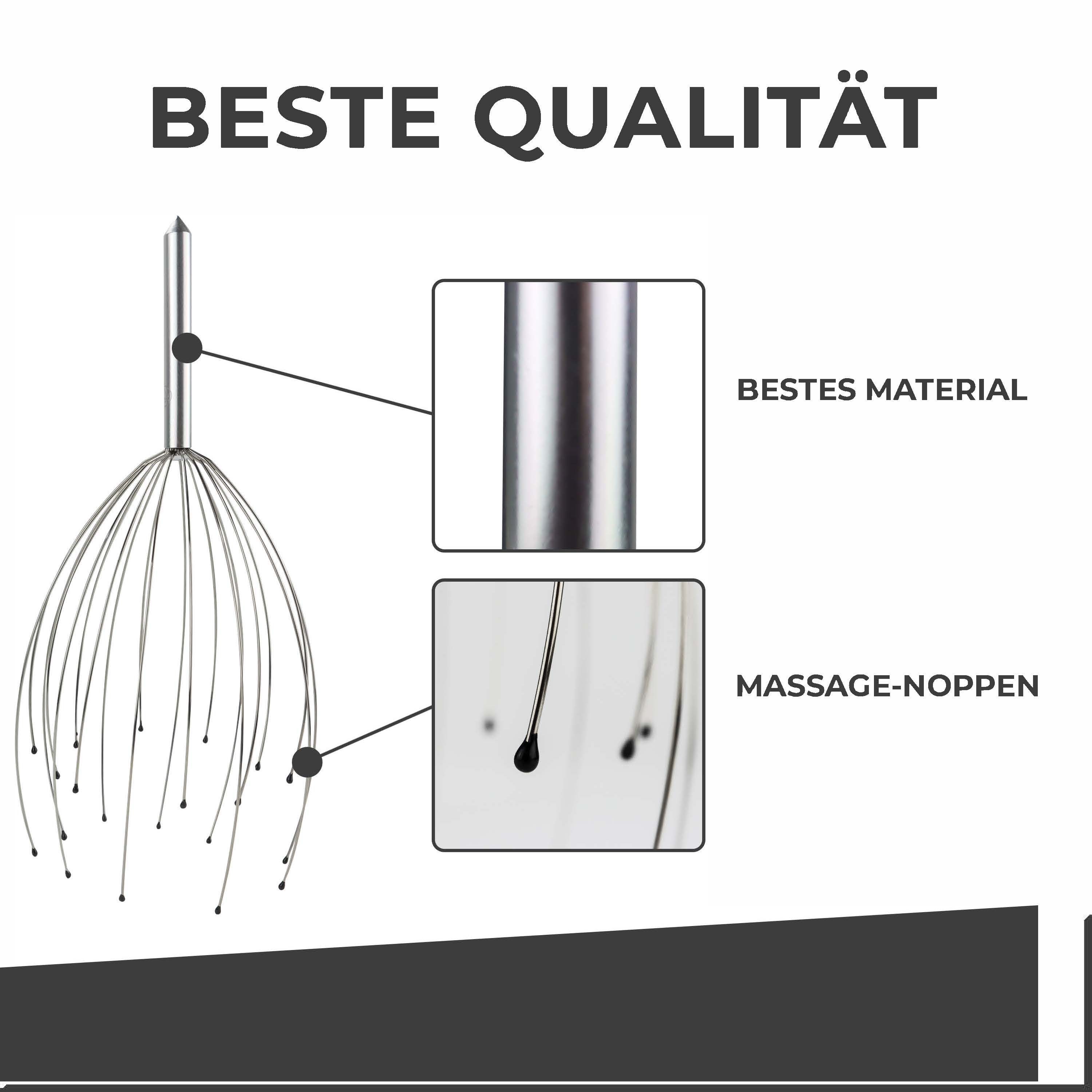 Feelness Massagebürste Kopfmassagespinne mit 20 Massagefingern, Metall, Schutzkugeln, 1-tlg., Tiefe Entspannung. Spürbare Qualität.