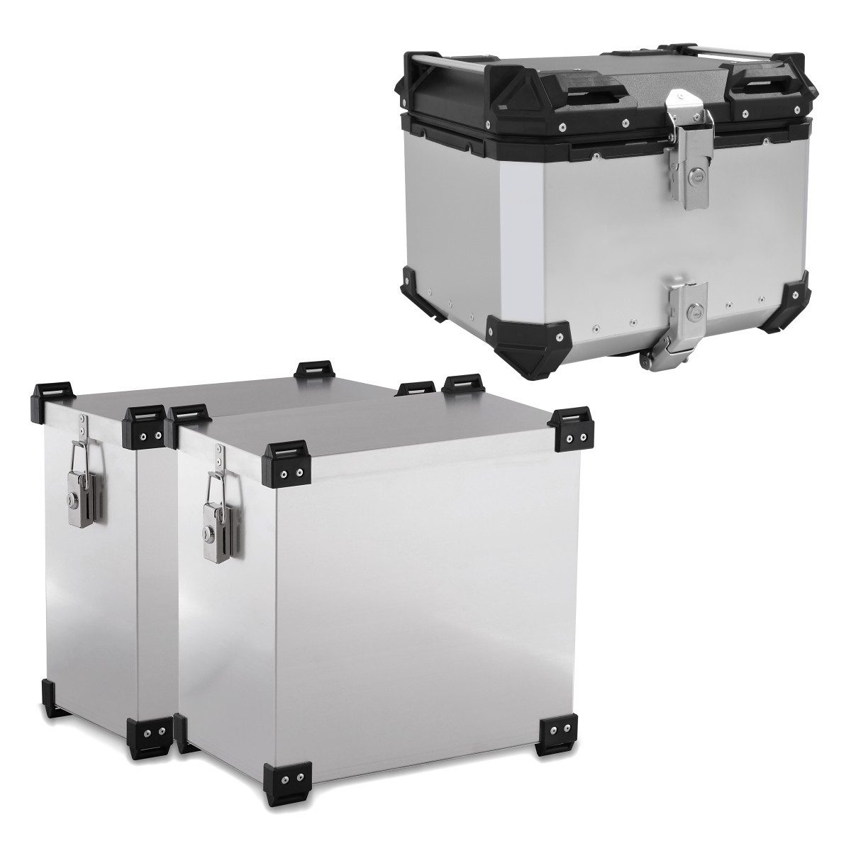 Bagtecs Topcase Set Alukoffer Motorrad # Namib 35L + Alu Topcase XB55 55L silber