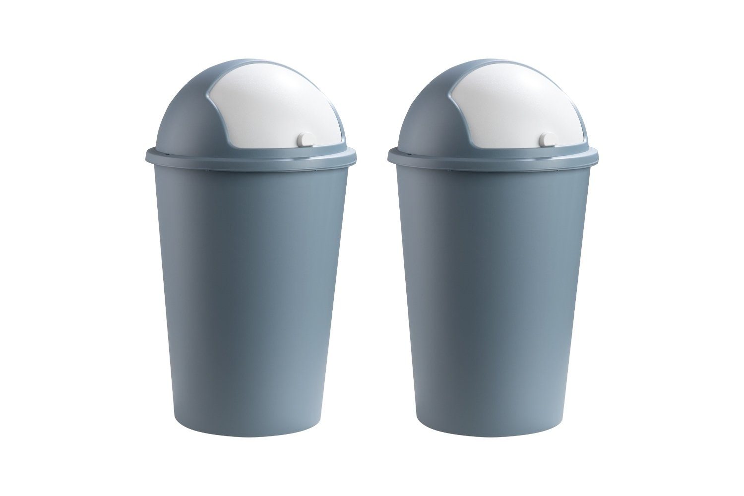 Mülleimer Abfalleimer, 2er Set, 50 Liter, Pastellblau, Weiß