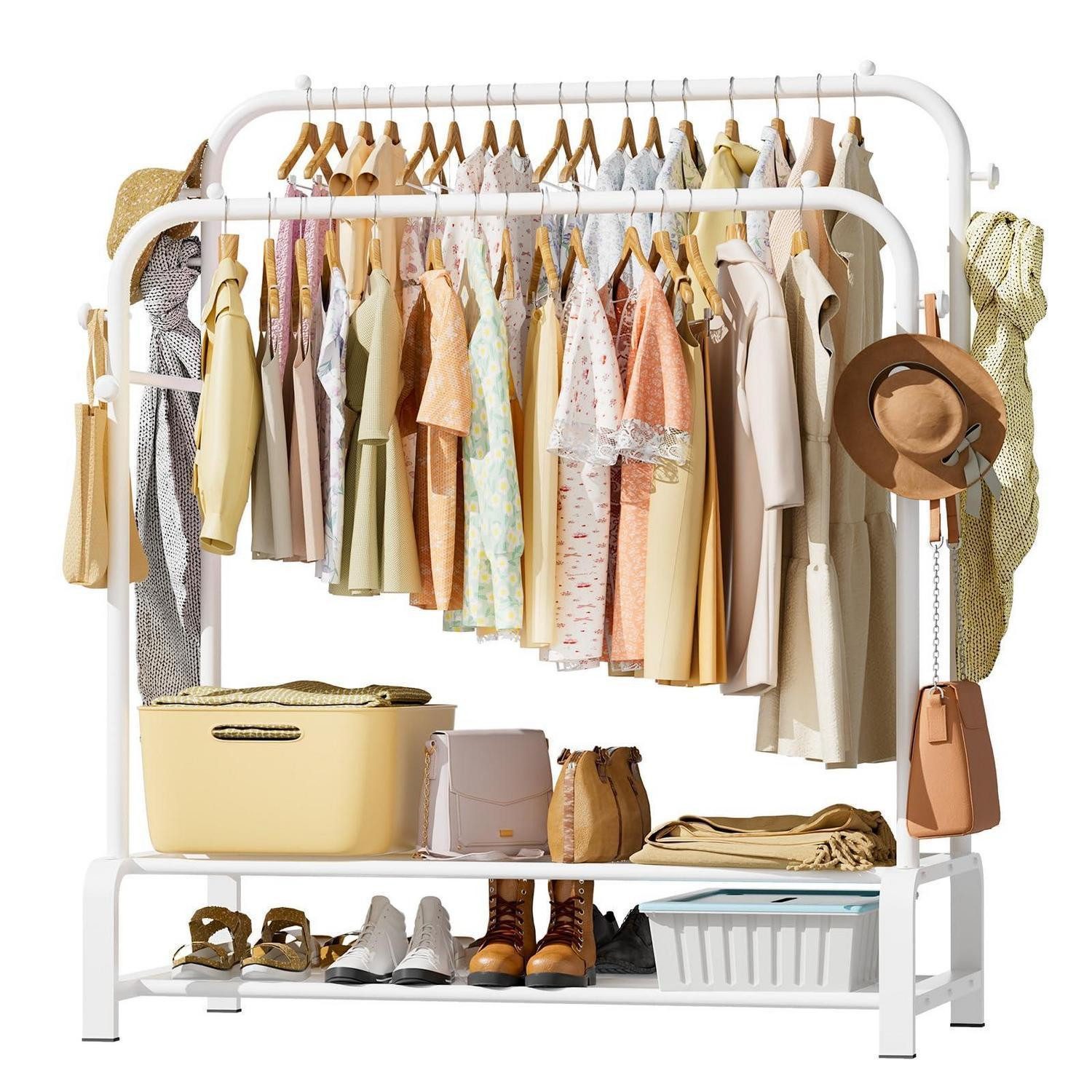 LuxusKollektion Garderobenstange Kleiderständer Doppelstange 110cm Weiß, (1 St)