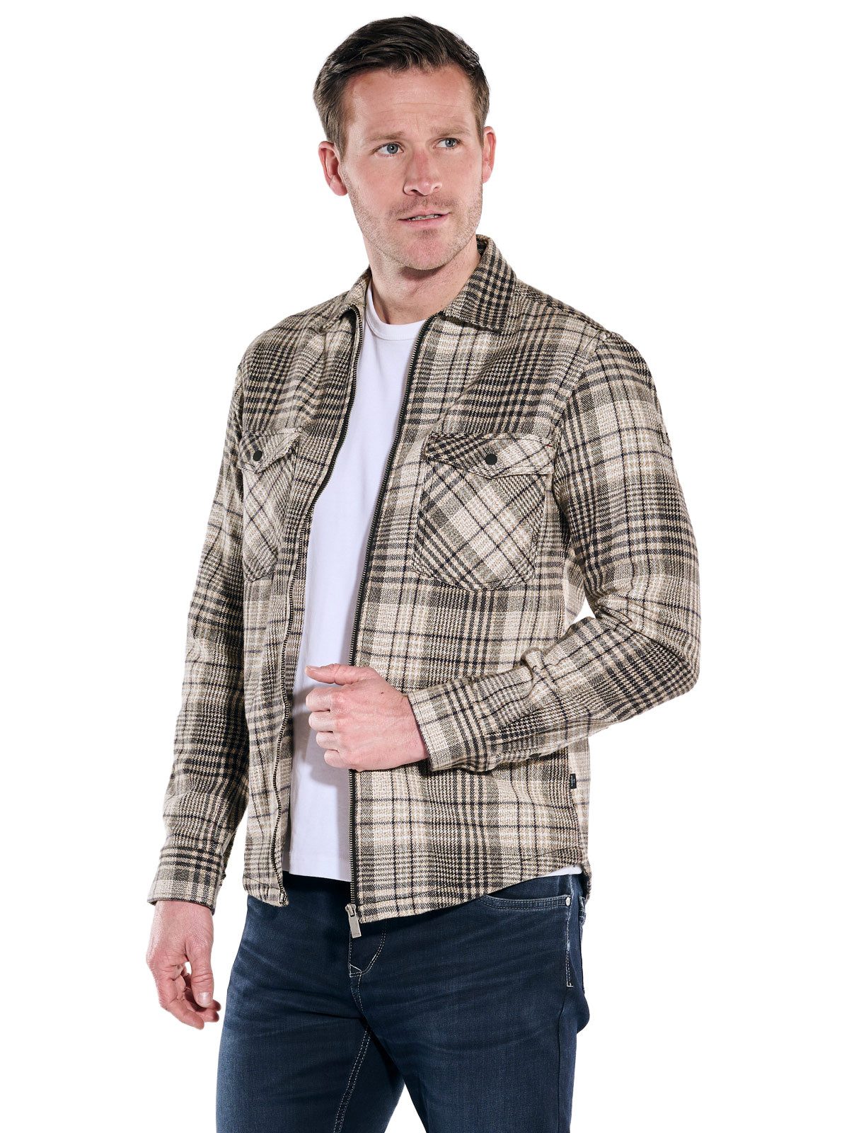 Langarmhemd Herren Karohemd, Braun