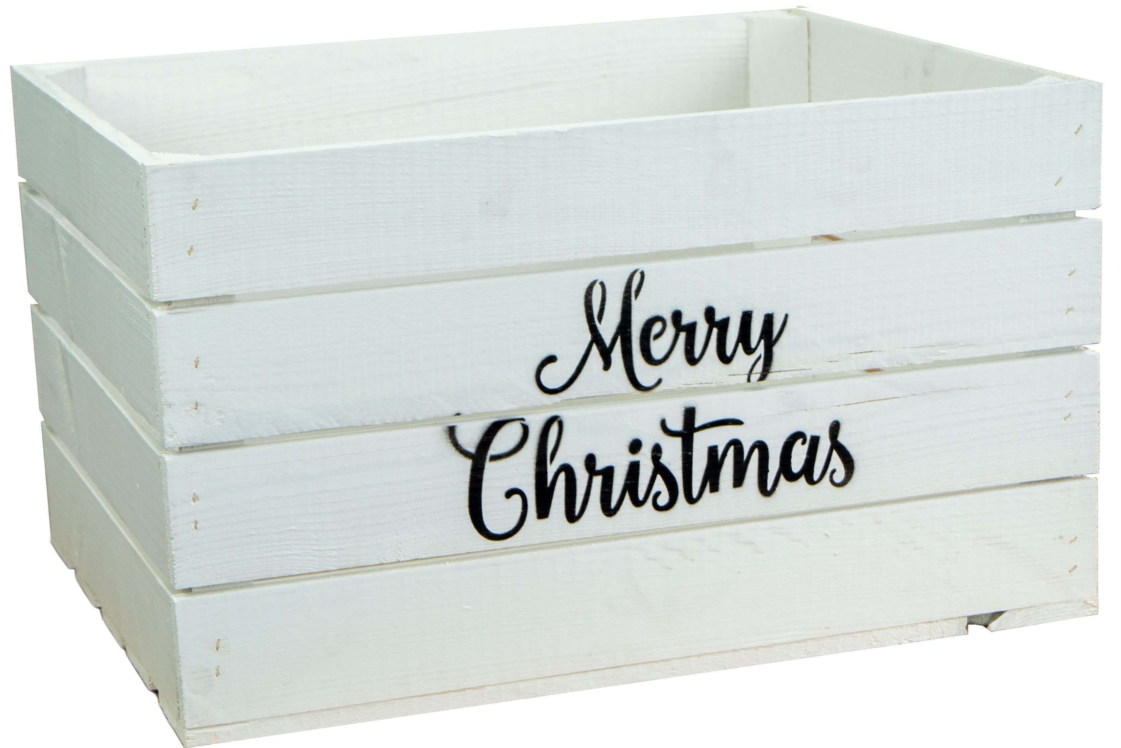 Kistenkolli Altes Land Allzweckkiste Obstkiste weiss Merry Christmas Weihnachtskiste Geschenkekiste Weinkis (Spar-Set)