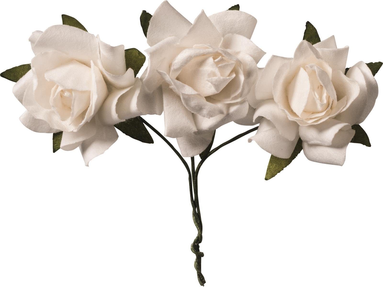Knorr Prandell Hängedekoration 217611000 Blüte am Draht-Stiel "Papierrose" Ø 2,5 cm weiß