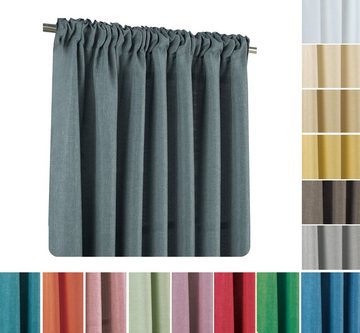 Gardine Vorhang 2er Set Kräuselband 140x245 cm blickdicht Struktur Leinenoptik, Haus und Deko, Kräuselband (2 St), blickdicht, Polyester