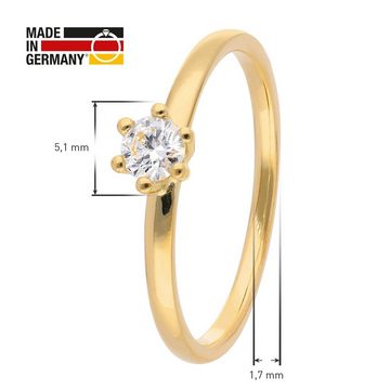 trendor Solitärring Diamantring für Frauen Gold 585/14K Brillant 0,21 ct