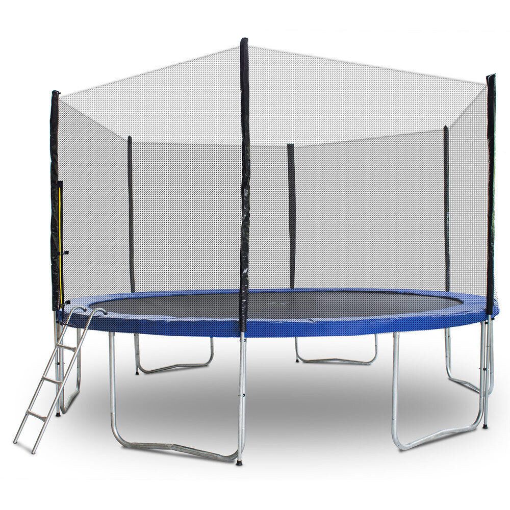 Trampolin-King Gartentrampolin Trampolin 400cm mit Sicherheitsnetz, Randabdeckung, Leiter Blau, (MS-16530)