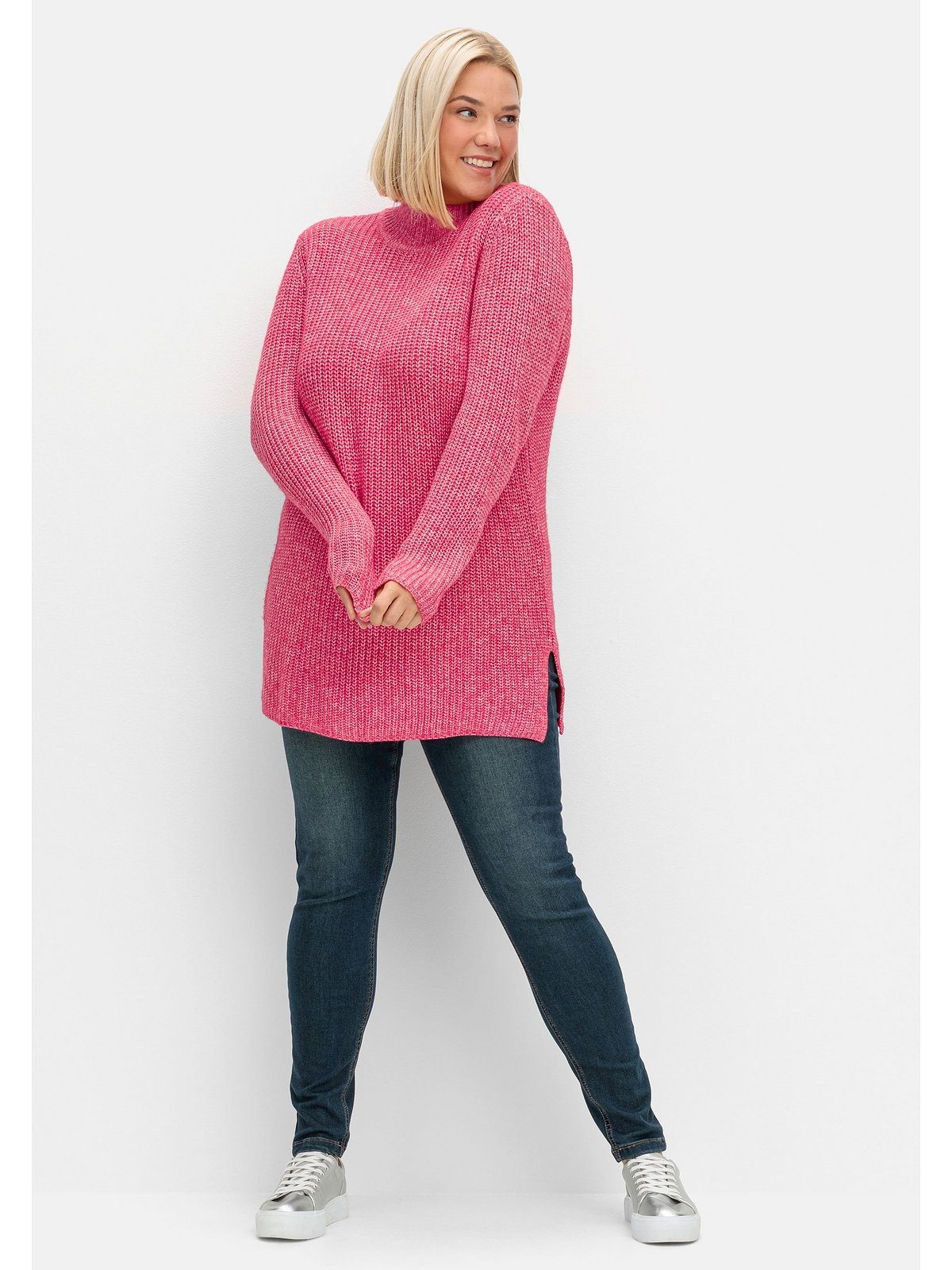 Sheego Strickpullover Große Größen mit Stehkragen, im Patentstrick