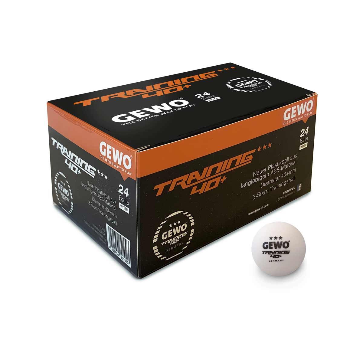Gewo Tischtennisball (24-St), GEWO Trainingsball ***40+ 24er weiß