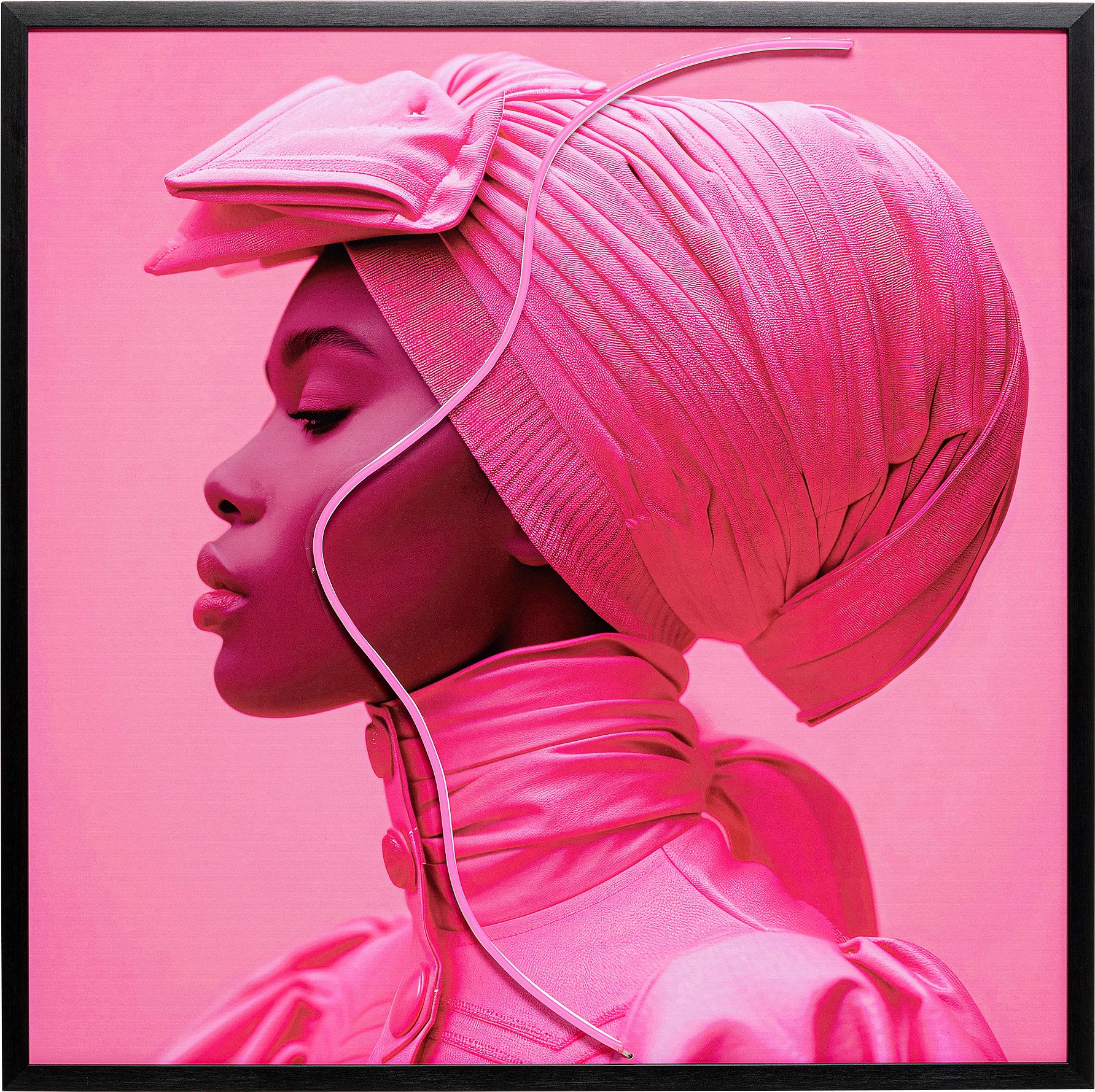Kare Design LED-Bild Gerahmtes Bild Pink Woman 80x80cm