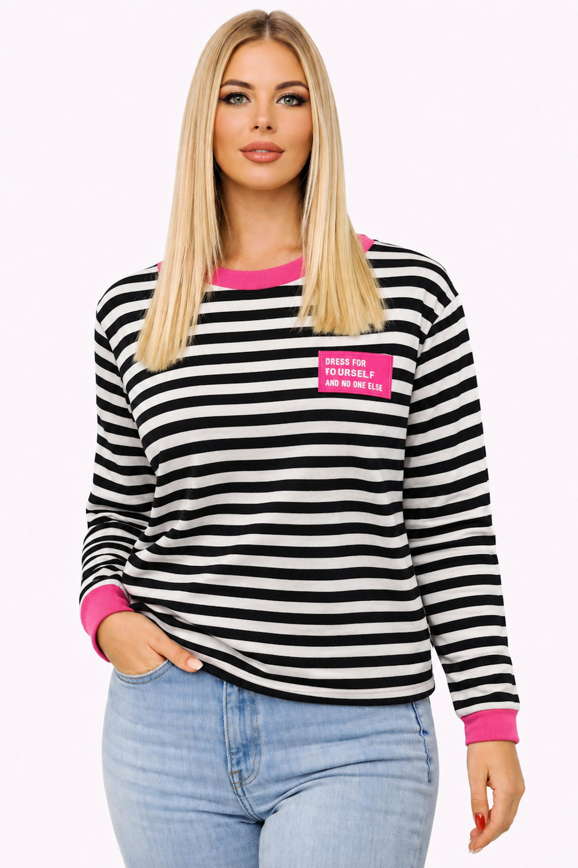 Worldclassca Longsleeve WORLDCLASSCA Longsleeve Shirt Streifen Langarm Sweatshirt Gestreift Neue Kollektion - Stilvolle und gemütliche Mode für Damen