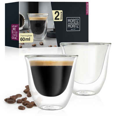 Moritz & Moritz Gläser-Set 2 x 60 ml Espresso-Gläser, Borosilikatglas, für Espresso, Tee, Heiß- und Kaltgetränke