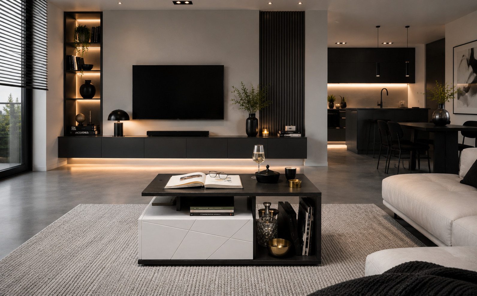 designimpex Couchtisch Design Couchtisch WM-12 Schwarz - Weiß mit Staufach Wohnzimmer, Funktionstisch, Wohnzimmertisch, Tisch, Esstisch, Sofatisch, Schublade
