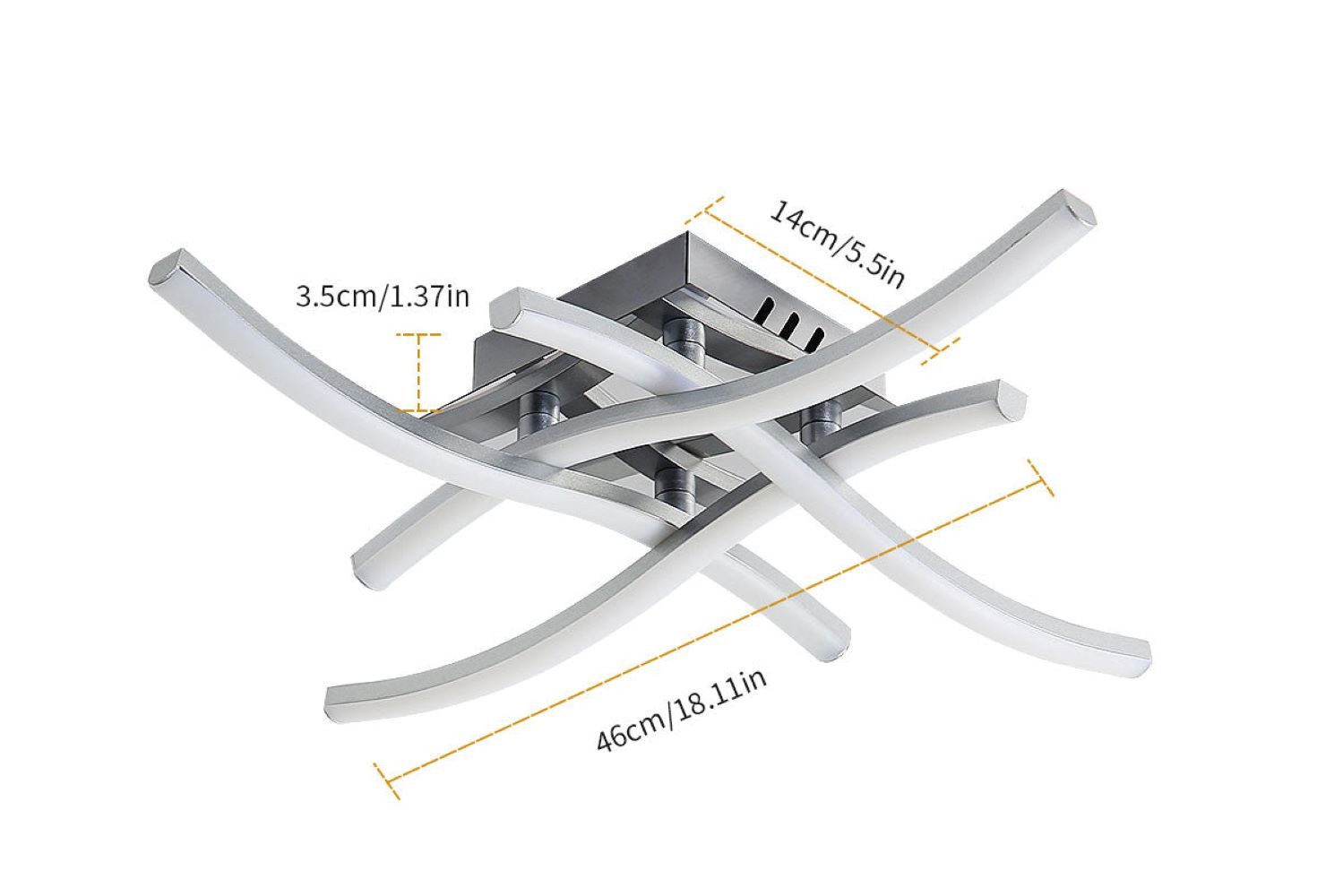 Goeco Deckenleuchte Silberne LED-Deckenleuchte in Wellenform, günstig online kaufen