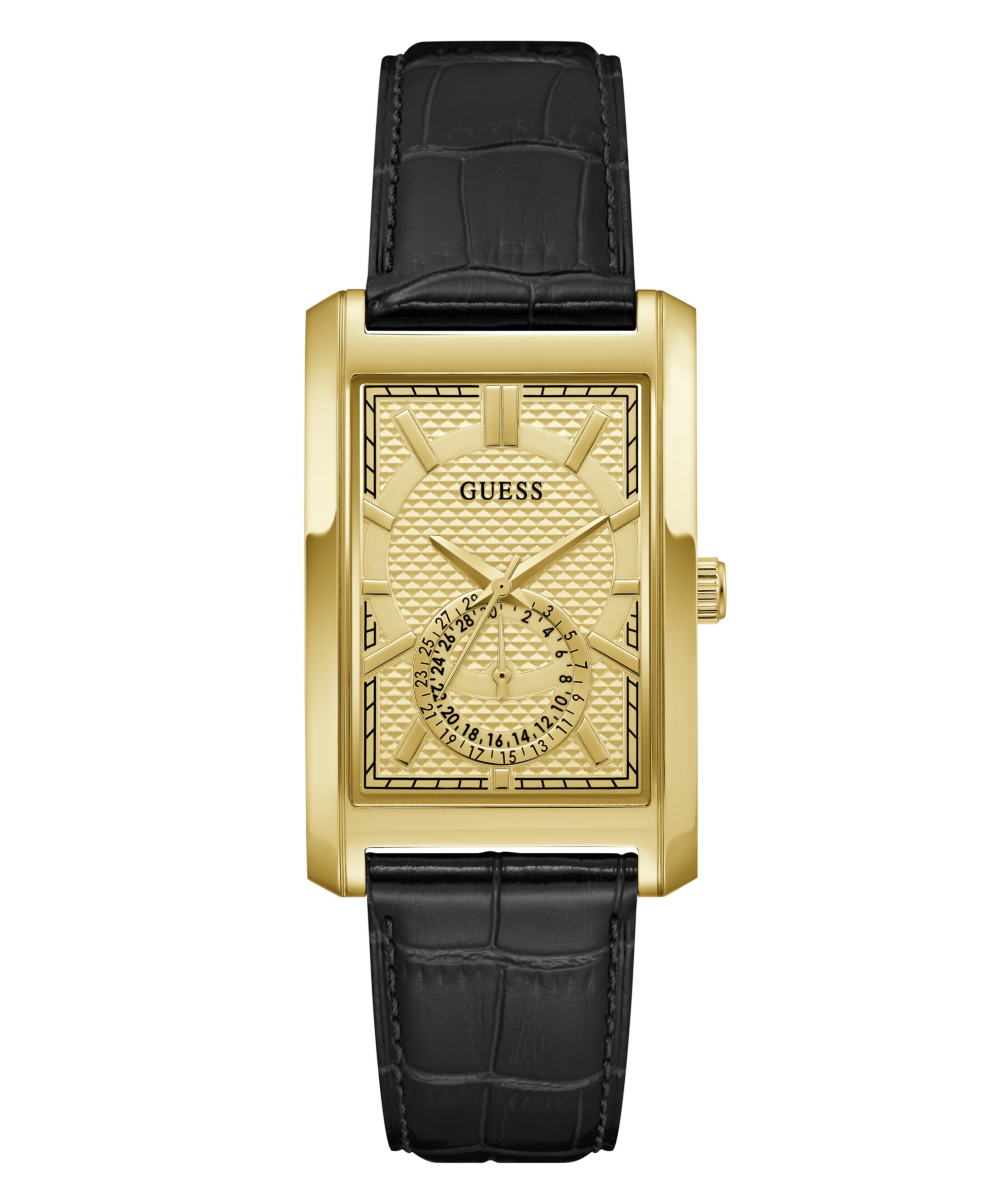 Guess Quarzuhr HUGH GW1152G2, Armbanduhr, Damenuhr, Herrenuhr, Lederarmband, analog, Tag