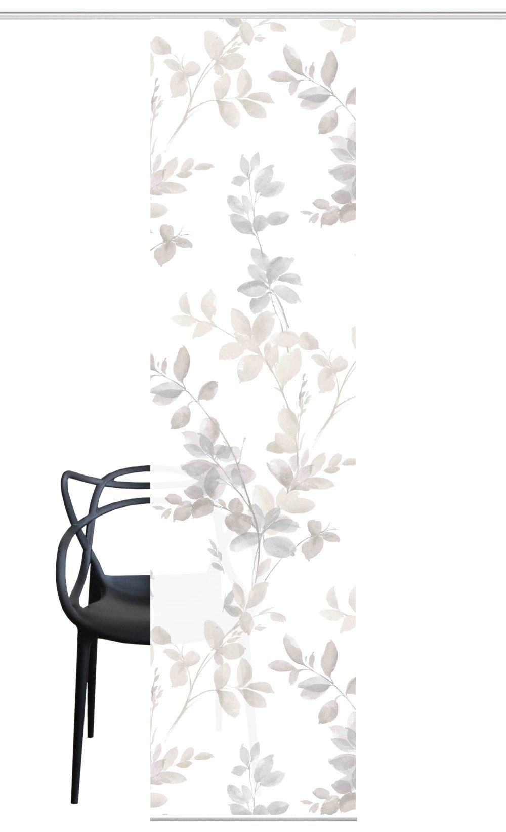 HOME WOHNIDEEN Schiebegardine 084646 Schiebegardine ALYA, halbtransparent, Ranken-Motiv 245x60 cm (1 St), Paneelwagen, halbtransparent, 100% Polyester – Bild 2 von 5
