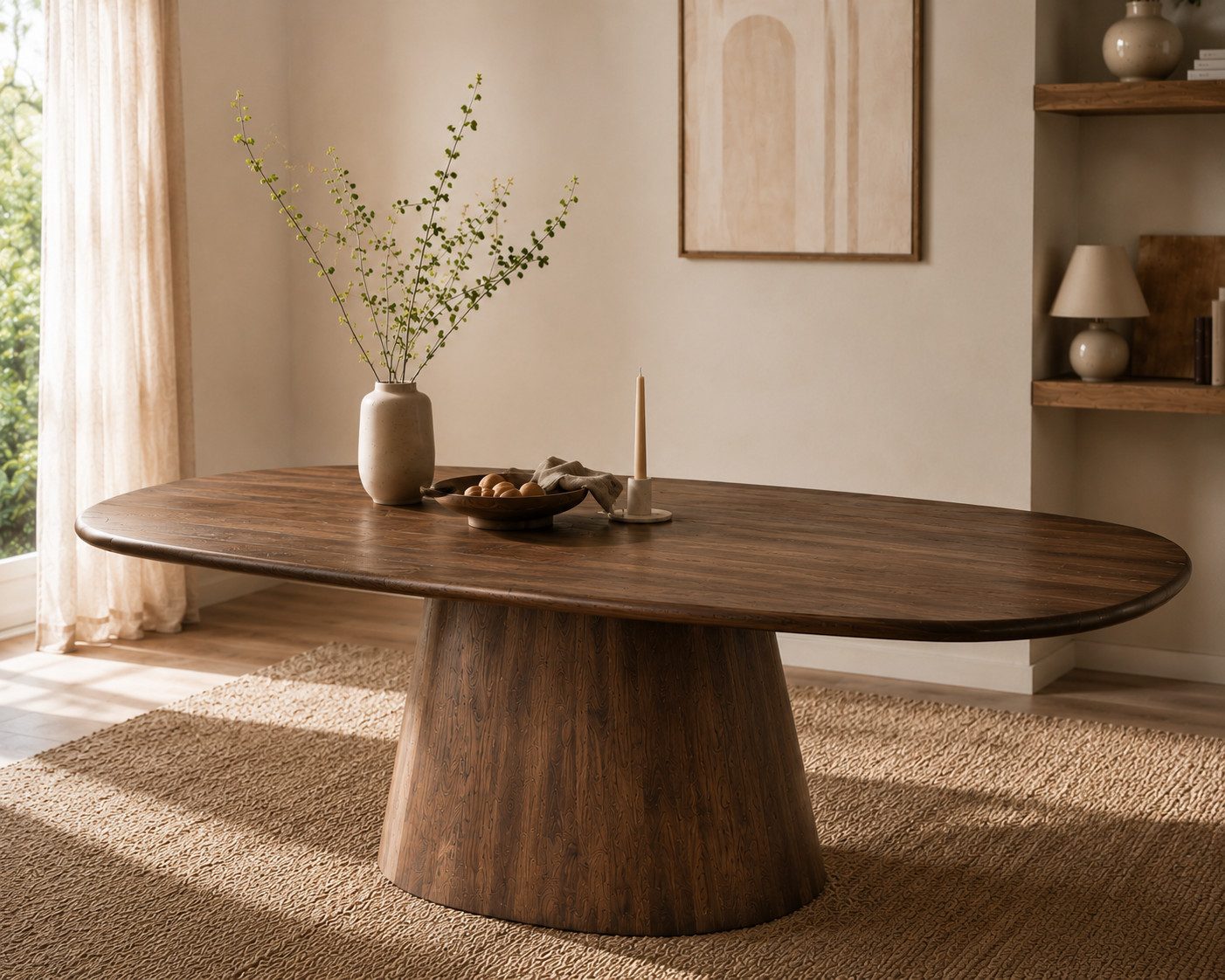 LEVEN Lifestyle Esstisch MILANO ovaler Esszimmertisch aus massivem Akazienholz Braun (1 Tisch), 2 Größen zur Auswahl: 180 x 90 cm oder 215 x 105 cm