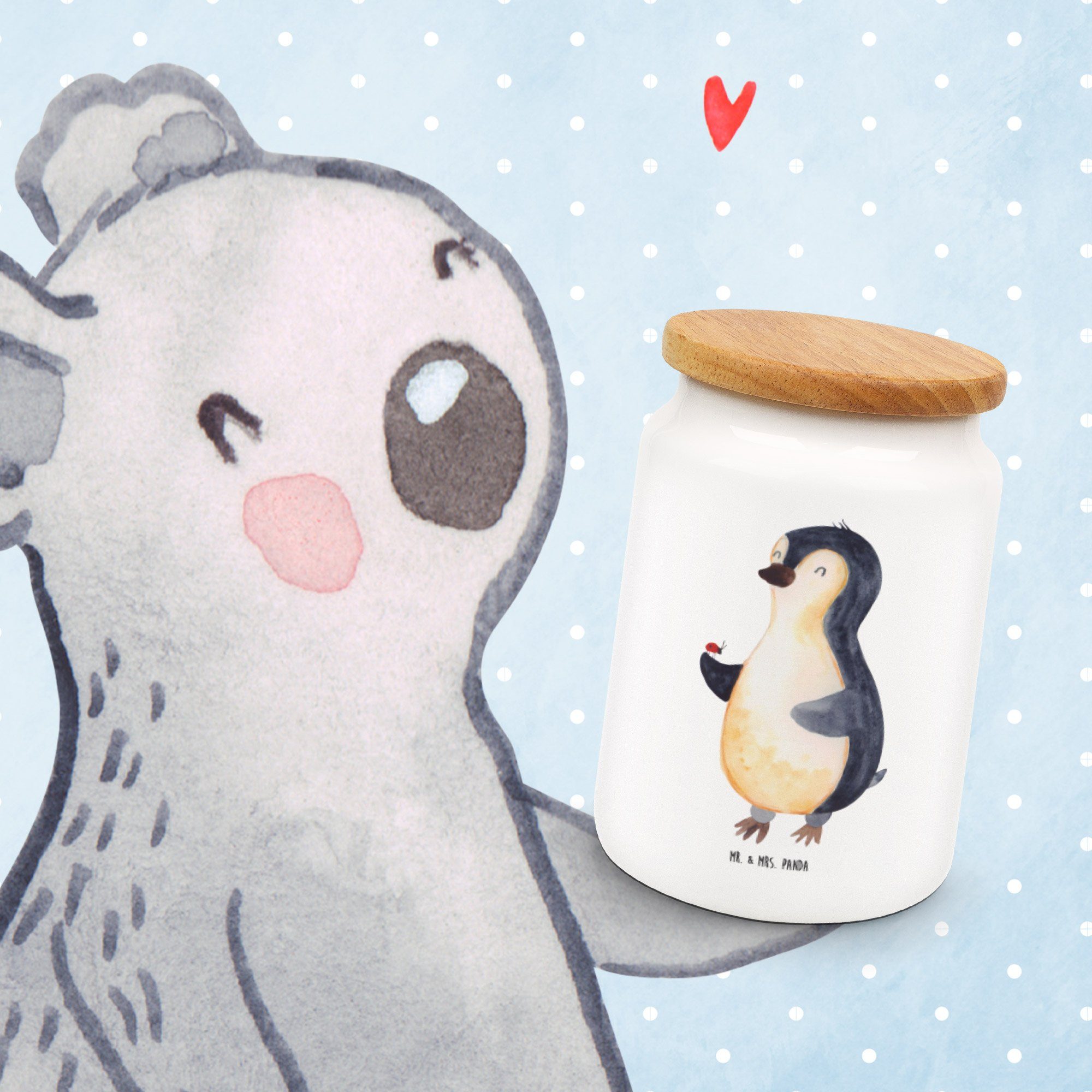 Mr. & Mrs. Panda (1-tlg) Vorratsdose Geschenk, Wunder, - Ke, Weiß - Keramik, Pinguin kleine Marienkäfer Vorratsdose