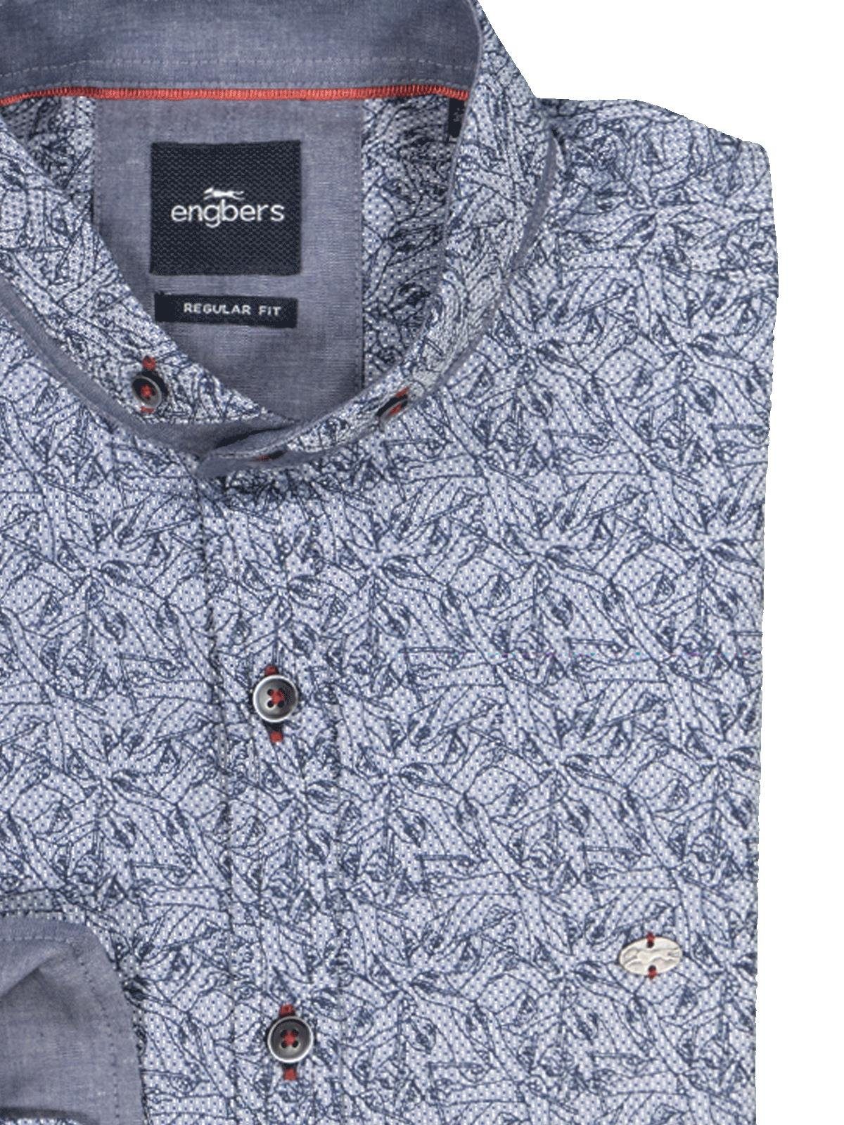 Engbers Langarmhemd engbers Herren Langarm-Hemd gemustert, Saphirblau