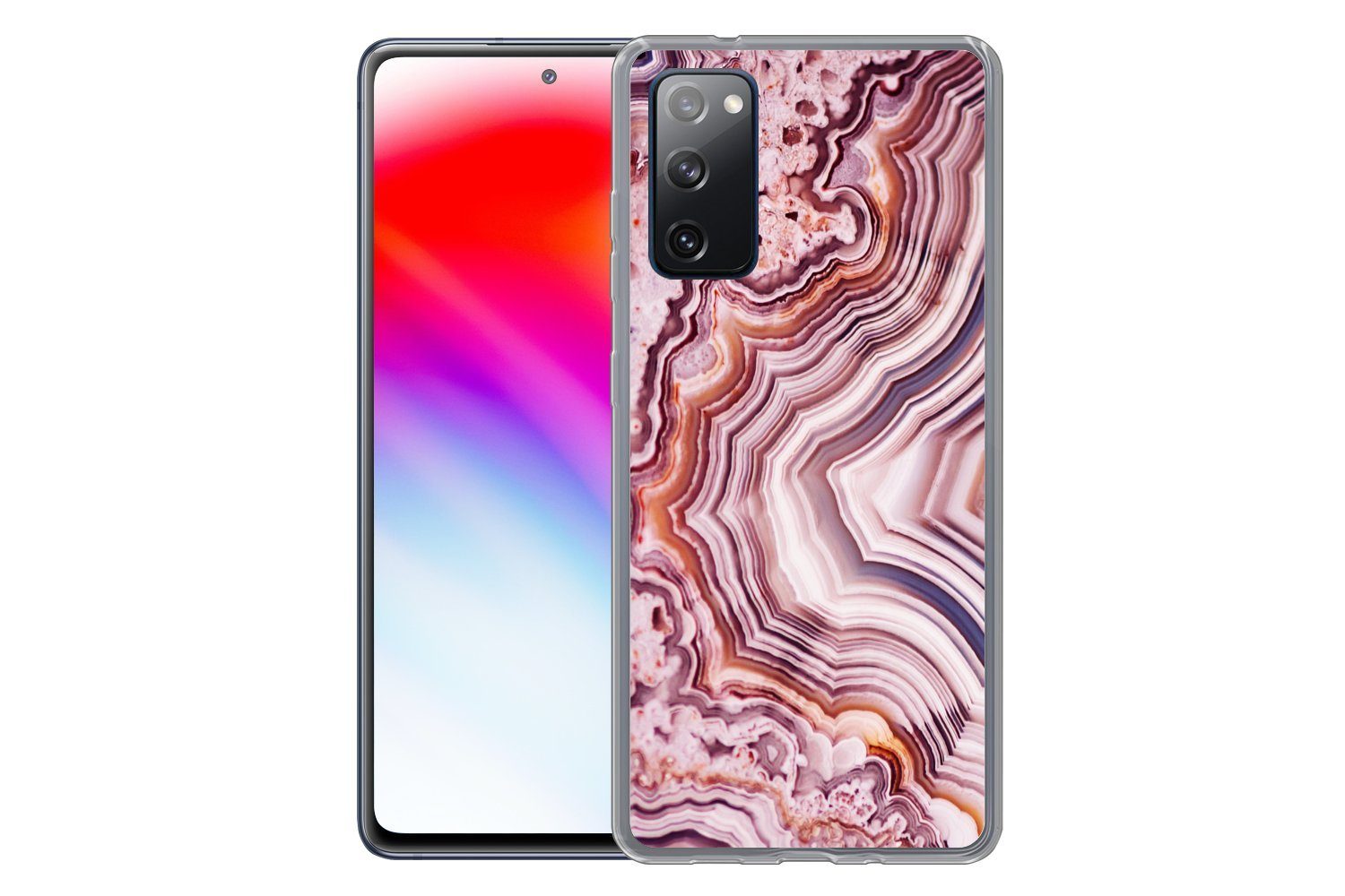 MuchoWow Handyhülle für Samsung Galaxy S20 FE Naturstein - Rosa - Luxus, Phone Case, Silikon, Schutzhülle Dünn