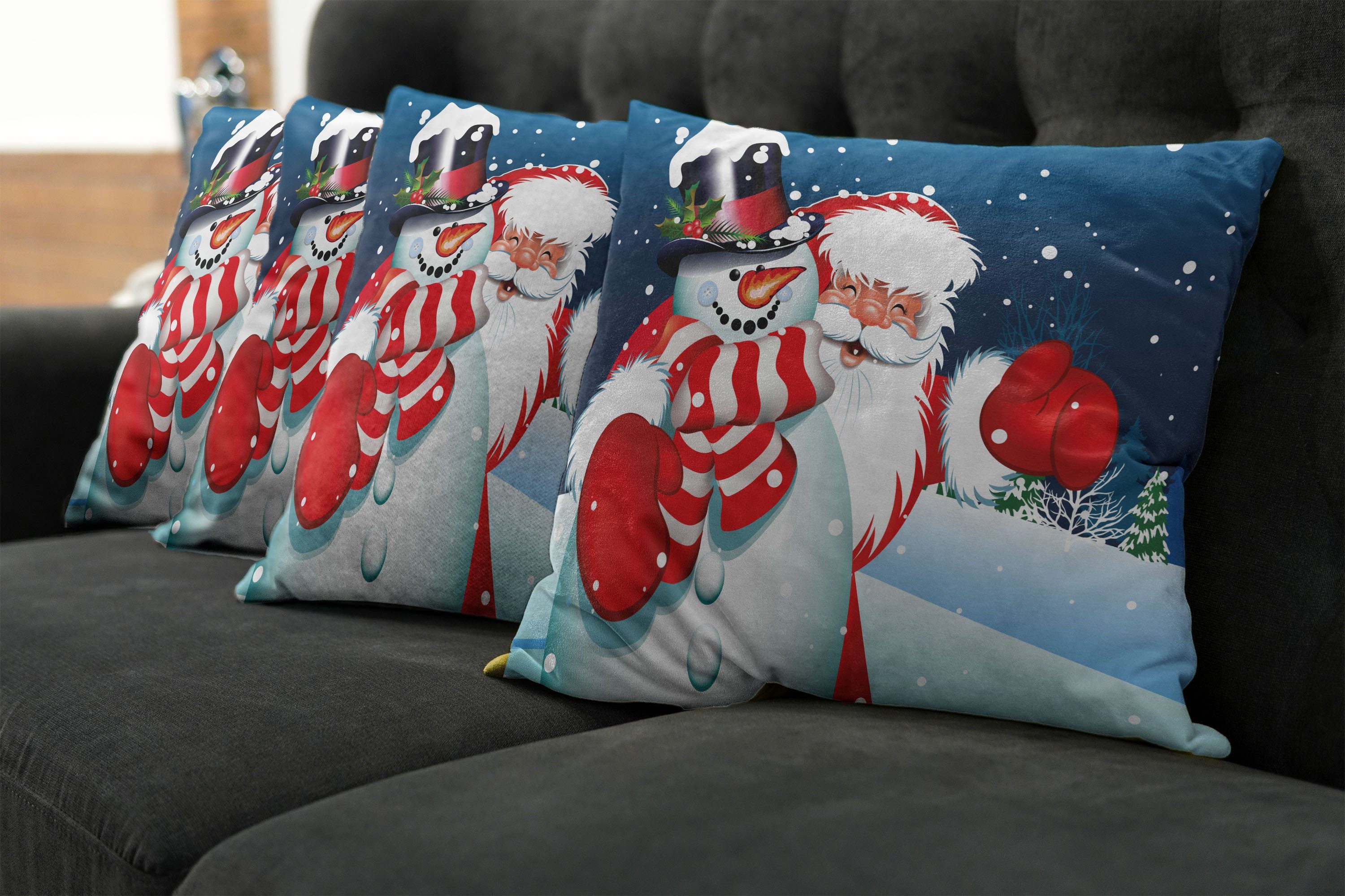 Hug Digitaldruck, Accent Stück), (4 Abakuhaus Modern Kissenbezüge Sankt-Schneemann Weihnachten Doppelseitiger