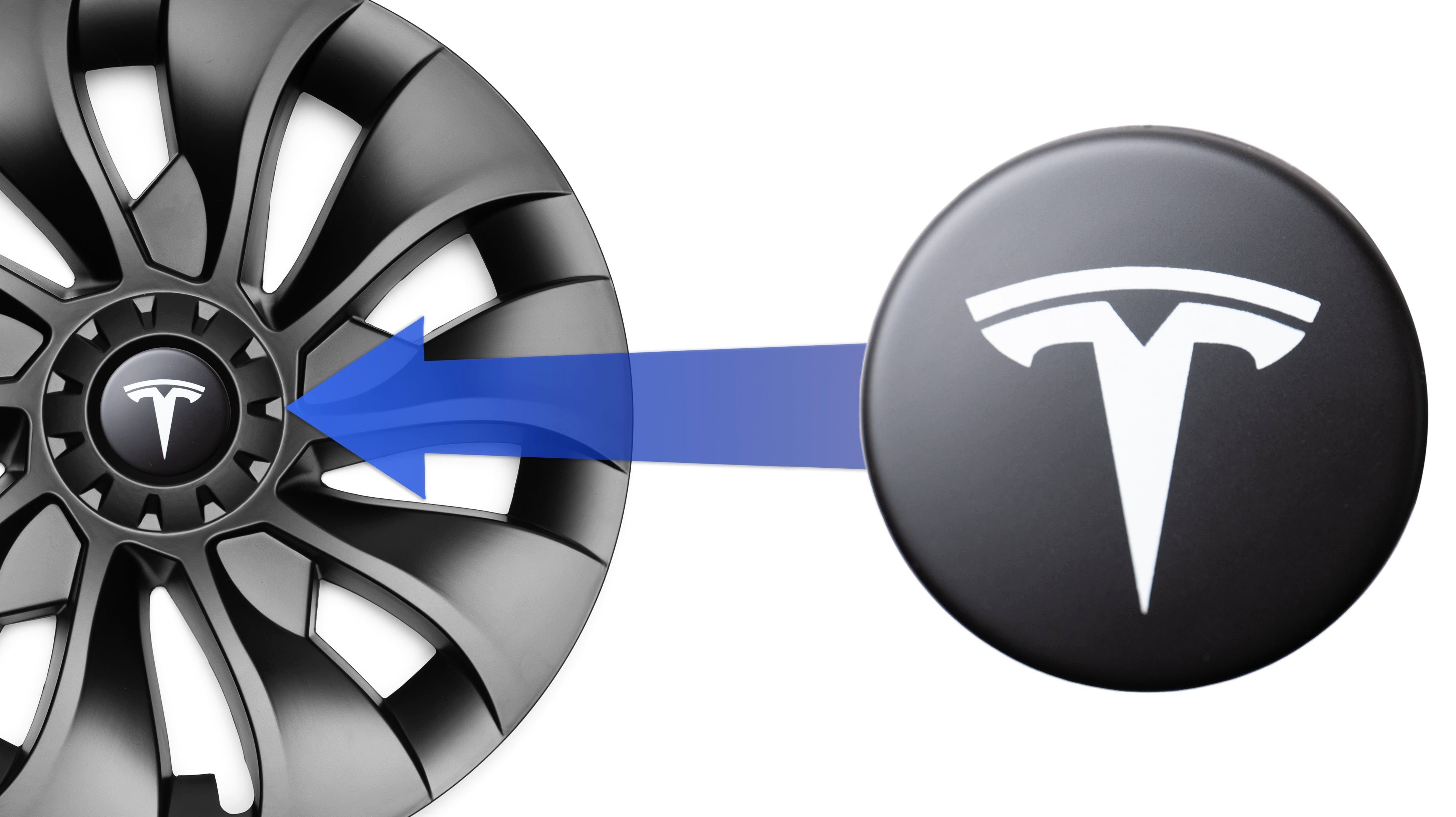 des Radkappe Logos Radkappen Model 3/Y Shop4EV Tesla (4x) für