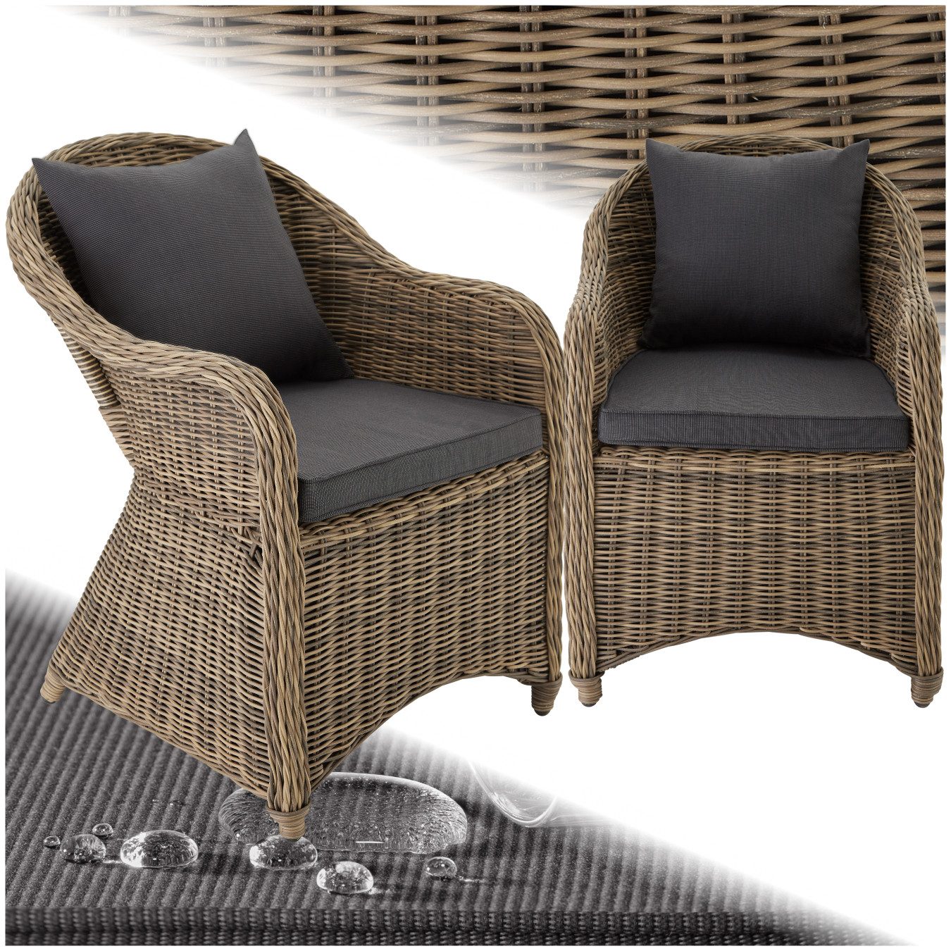 tectake Rattanstuhl 2er Set Rattansessel (Set, günstig online kaufen