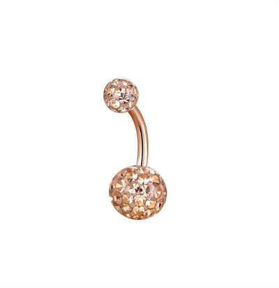 Karisma Bauchnabelpiercing Karisma Roségold Titan G23 Bauchnabelpiercing Sealed mit Kristall Elements 5/8mm Leicht Pfirsich Kugeln Epoxyharz.HB176 - Länge 12mm