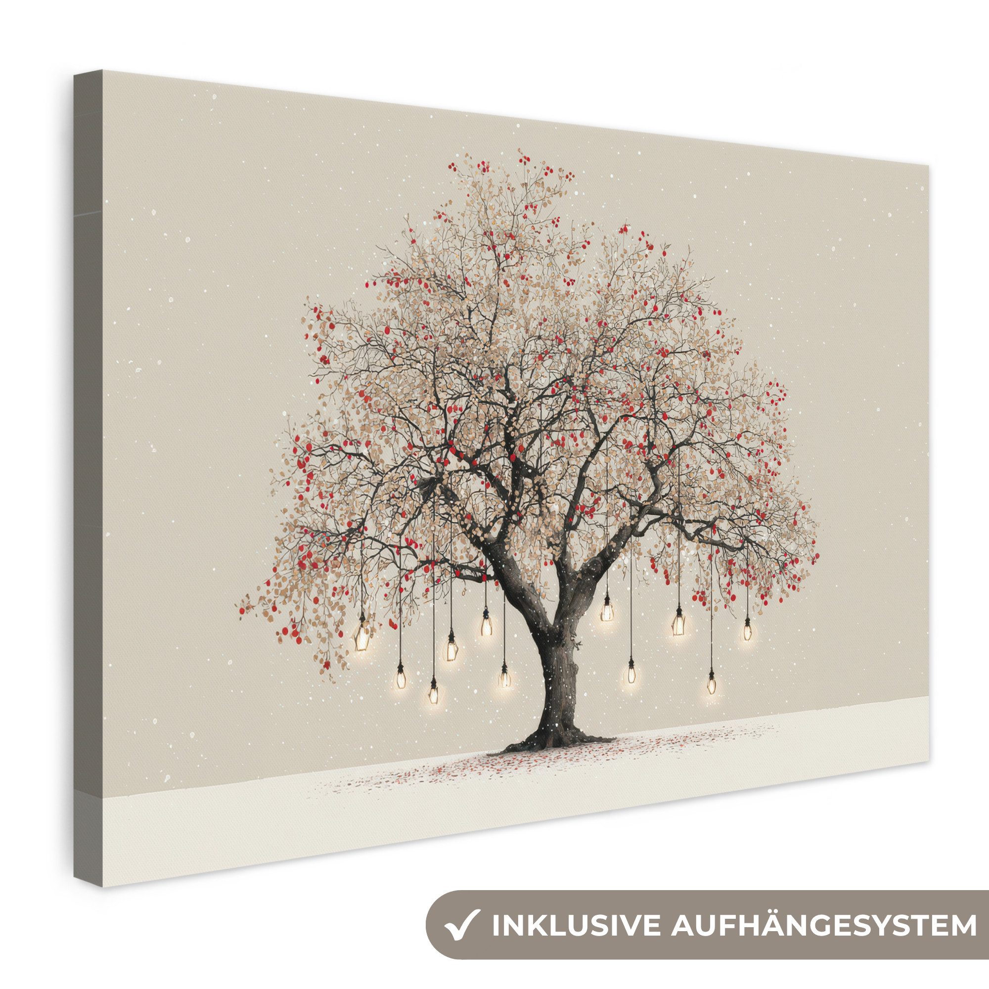 OneMillionCanvasses® Leinwandbild Lichterbaum - Winter - Weihnachten - Mehrfarbig, Fotodruck (1 St), Leinwand Bilder Klein, Wand Dekoration Aesthetic 30x20 cm