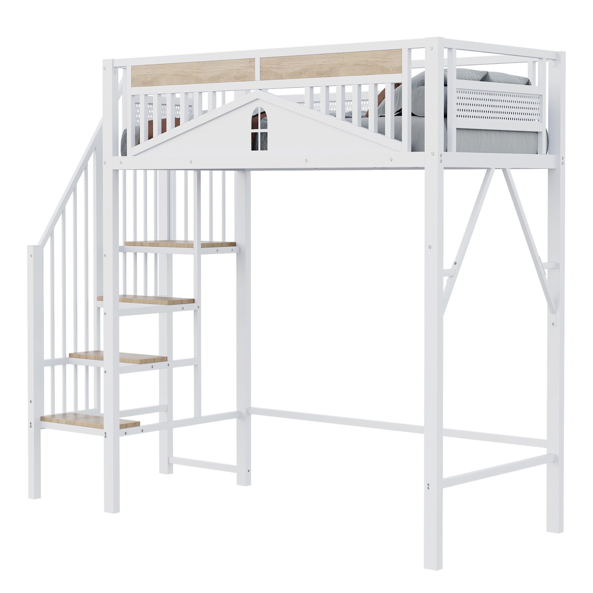 OKWISH Kinderbett Hochbett Einzelbett (90x200 cm günstig online kaufen