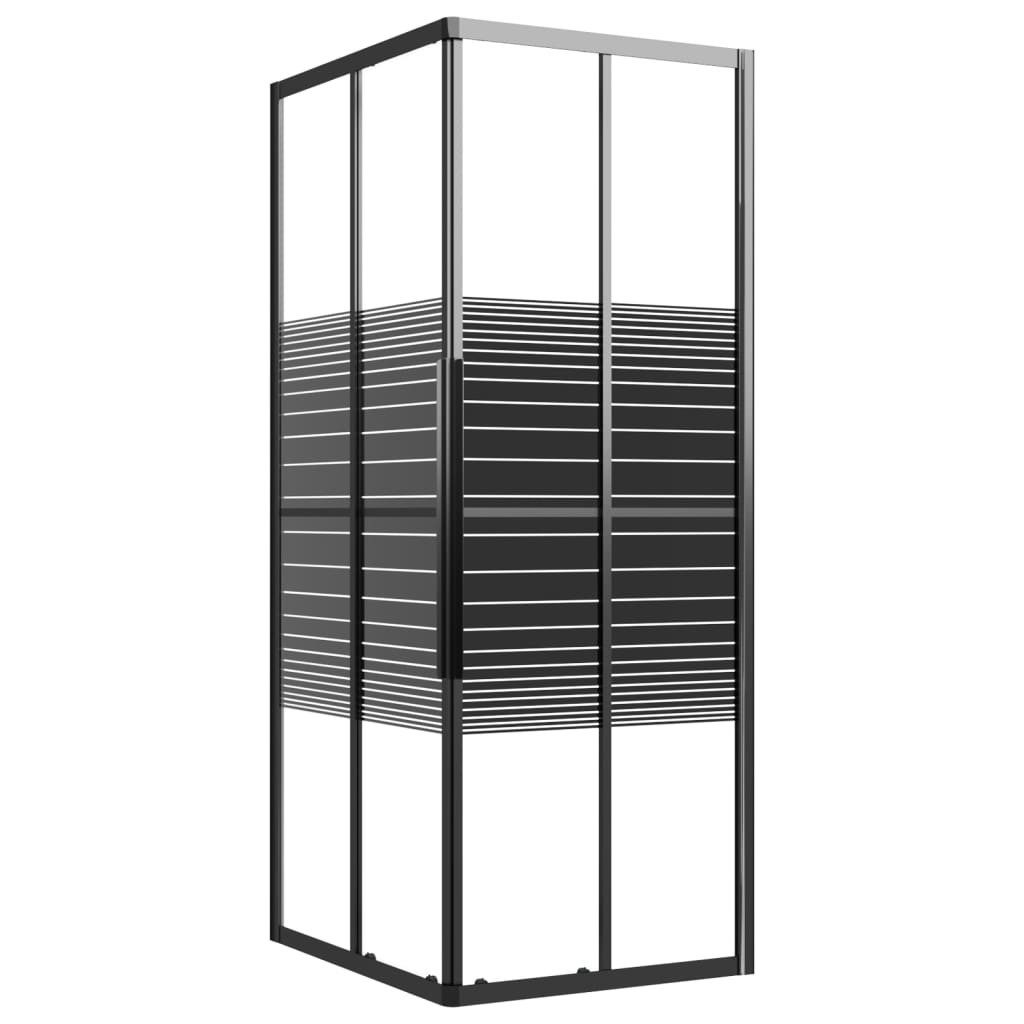 Duschwand 90 x 70 x 180 cm Duschkabine mit Streifen ESG 90x70x180 cm Schwarz Dus