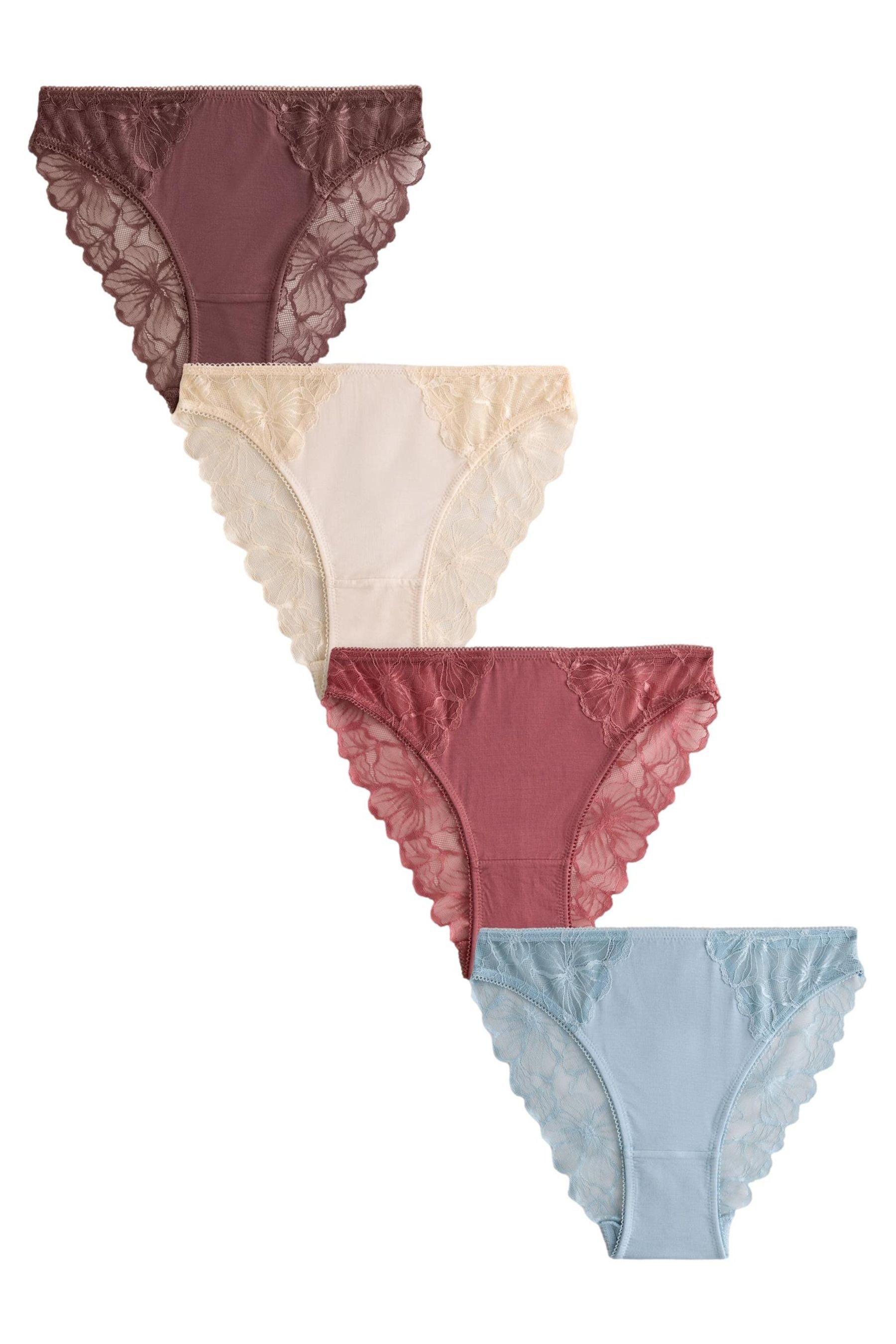 Slip 5er-Pack Slips aus Modal und Spitze, hohes Bein