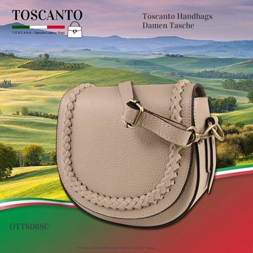 Toscanto Schultertasche Toscanto Tasche taupe, beige (Schultertasche), Damen Schultertasche, Umhängetasche Leder, taupe beige, Größe ca. 21cm