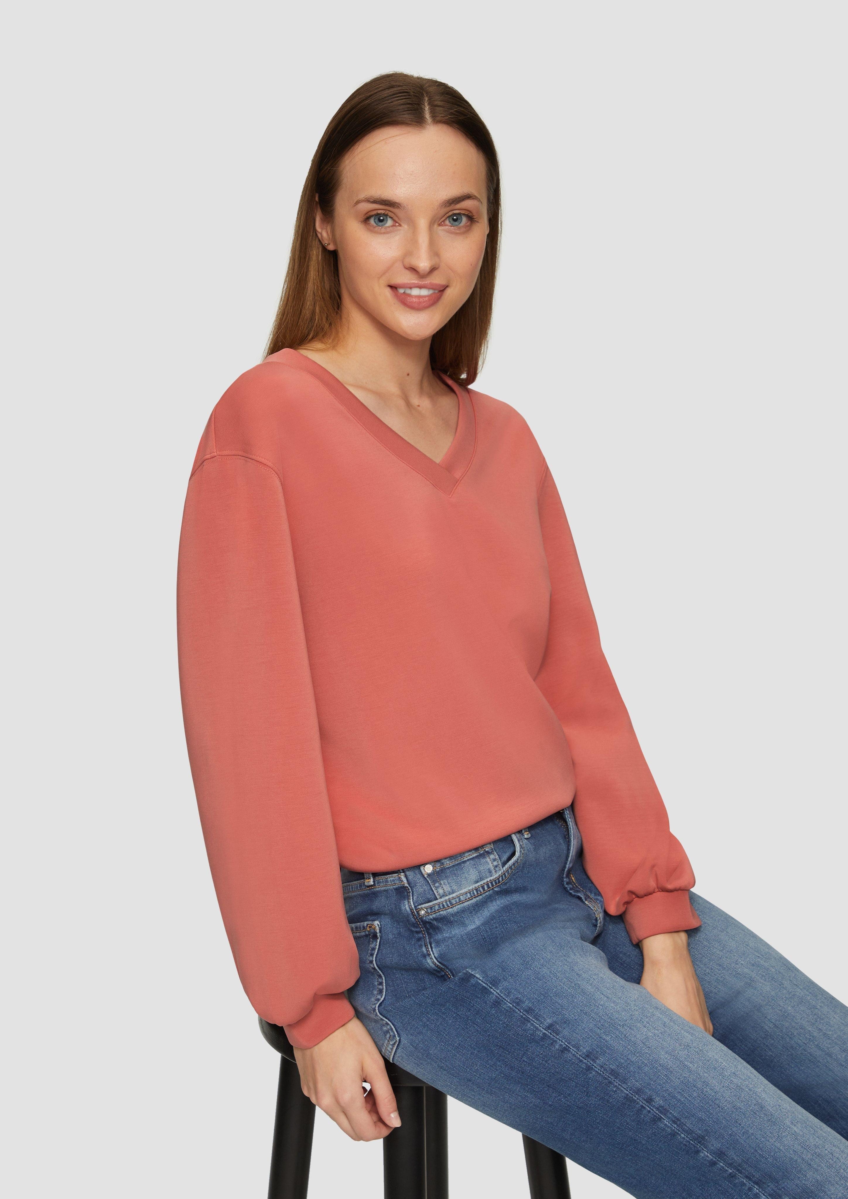 s.Oliver Sweatshirt Scuba-Sweatshirt mit V-Ausschnitt günstig online kaufen