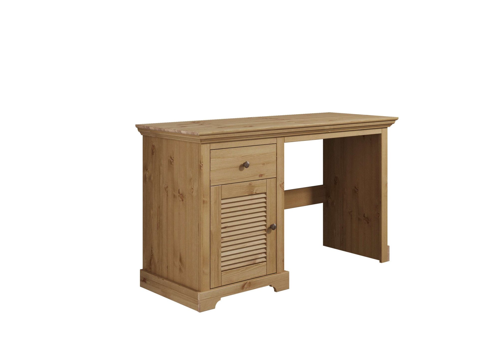 OTTO home Schreibtisch Ayanna, Massivholz, mit Schublade und Tür, Lamellenfront, Breite 130 cm