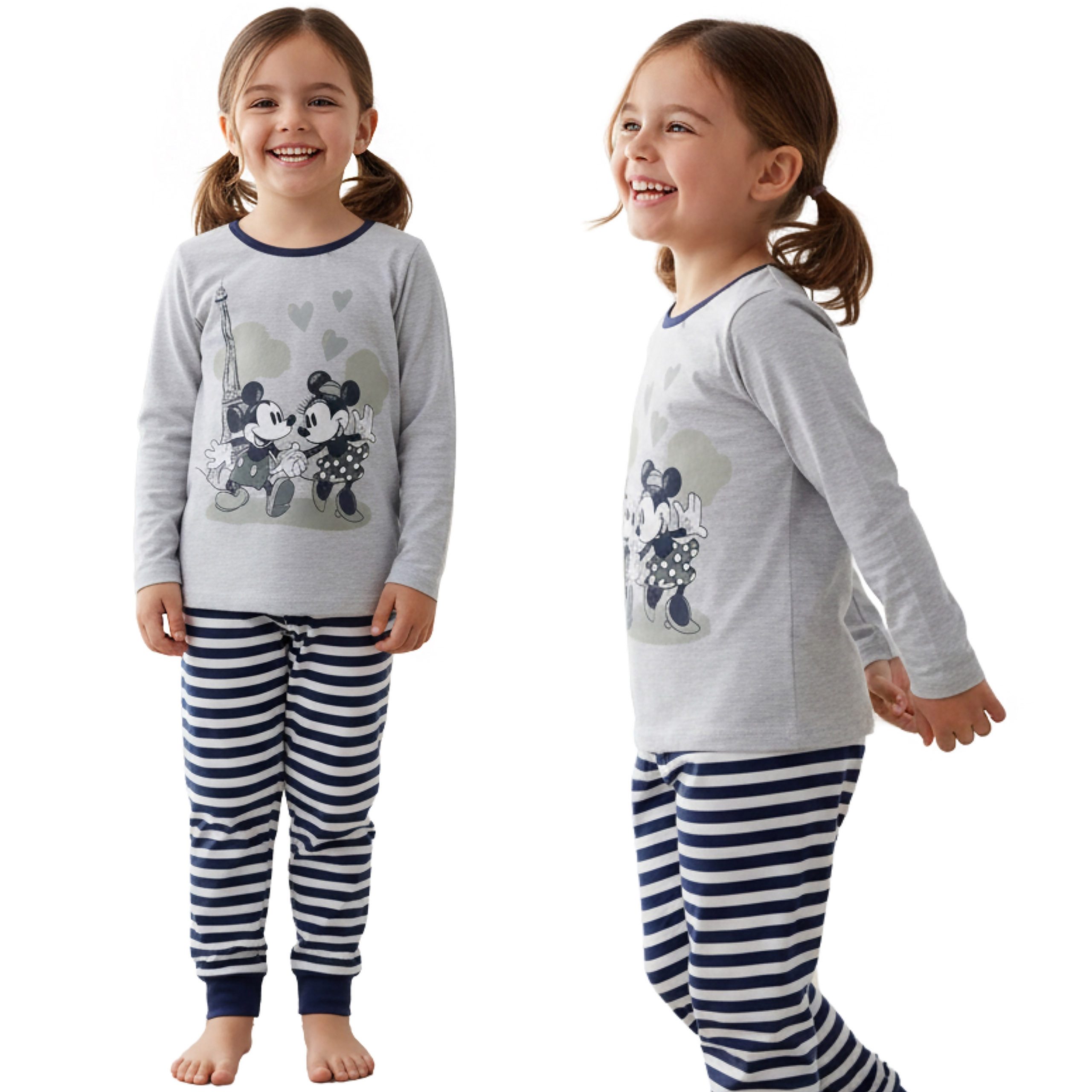 Pyjama DISNEY Minnie Mickey Mouse Baumwoll Pyjama Mädchen, langarm