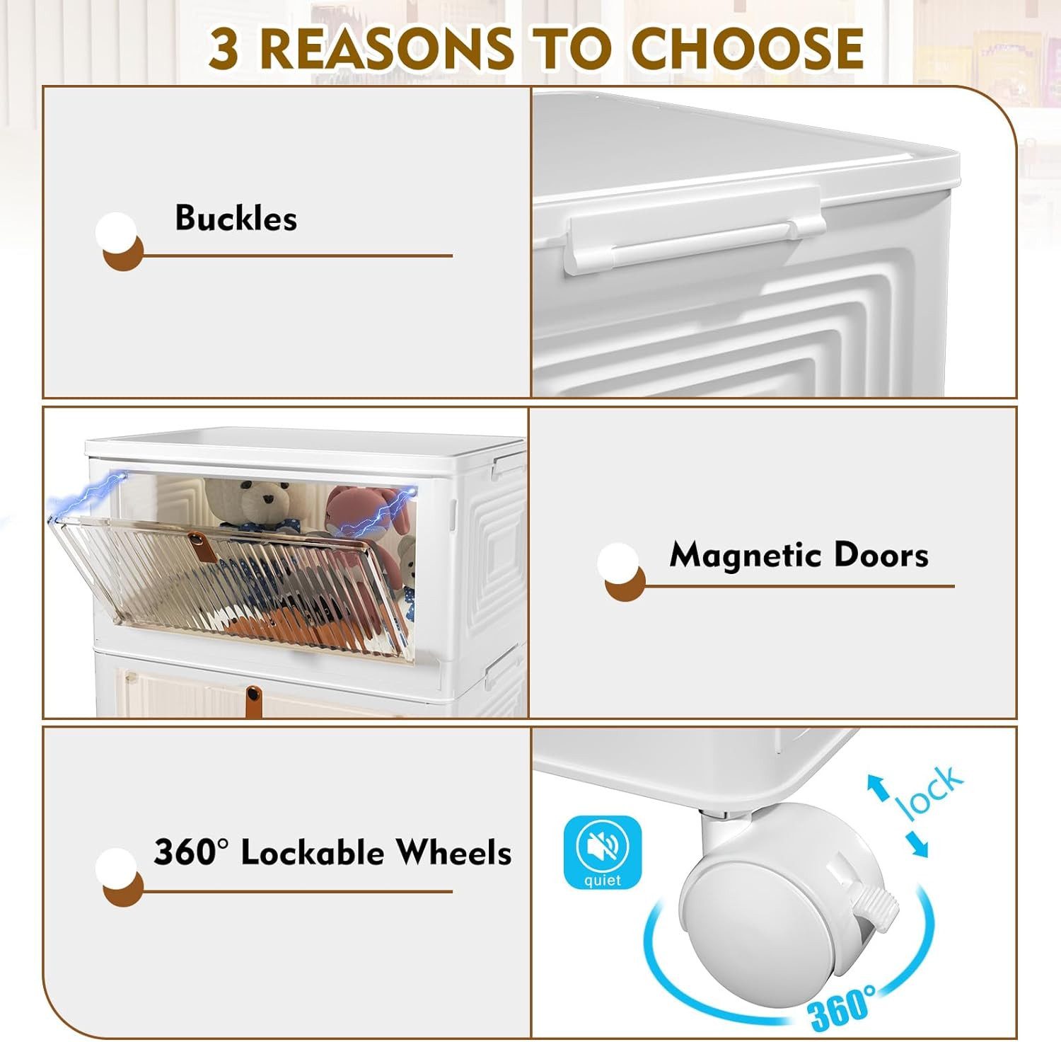 POPOLIC Aufbewahrungsbox Stapelbare Aufbewahrungsbox mit Rädern, Deckel (Ku günstig online kaufen