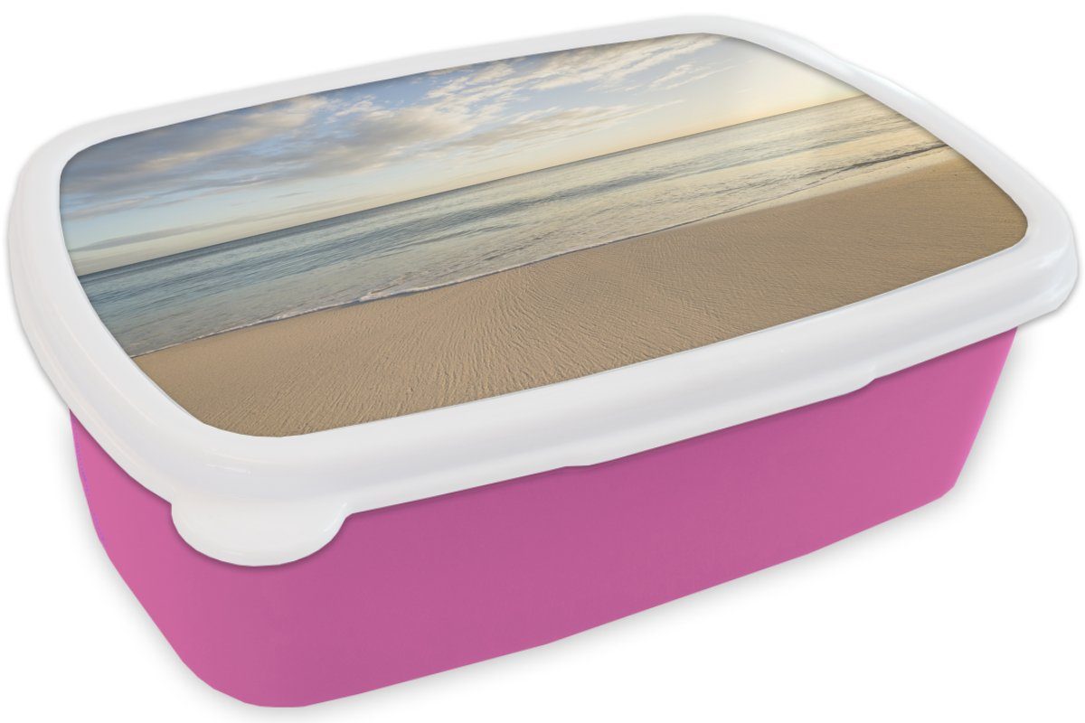 Wasser für Wolken, - Kunststoff, Erwachsene, Snackbox, Brotbox - (2-tlg), Kinder, Kunststoff Lunchbox rosa Mädchen, MuchoWow Strand Brotdose