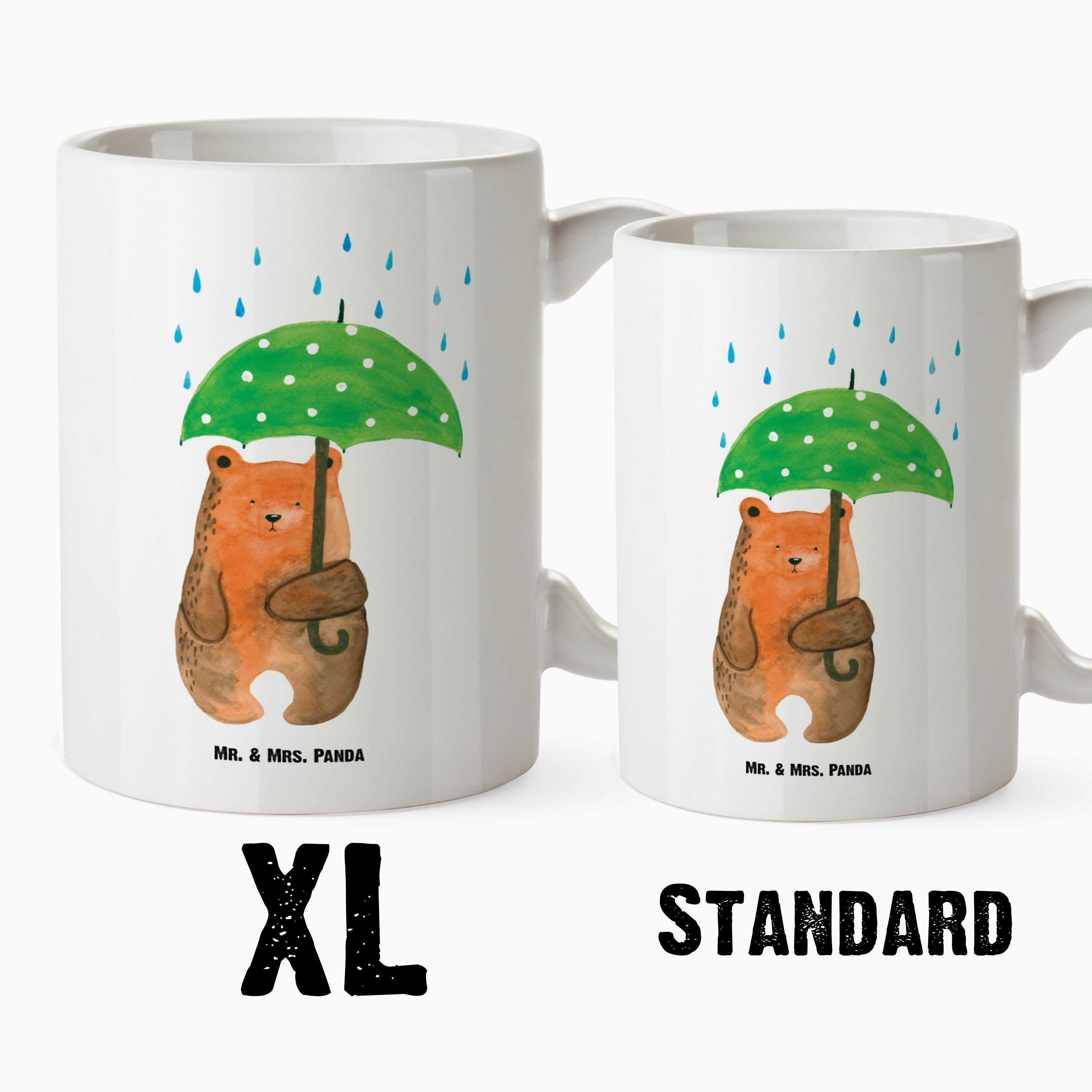 Mr. & Mrs. Weiß mit Groß, Geschenk, Familie, Tasse - XL Panda Tasse Regenschirm Bär Liebesbe, Keramik - Teddy