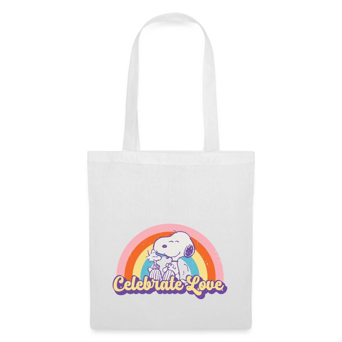 Spreadshirt Henkeltasche Peanuts Celebrate Love Design Mit Snoopy Stoffbeutel (1-tlg)